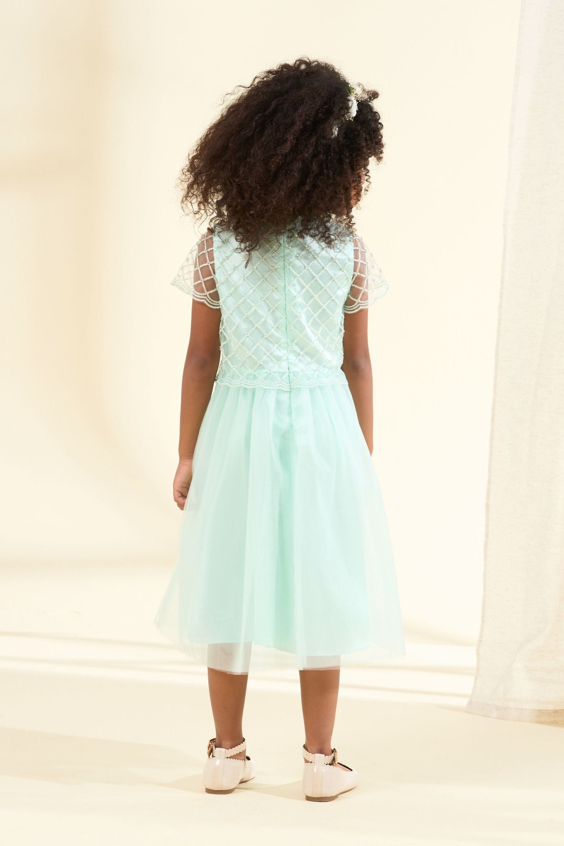 Angel & Rocket Green Anya Beaded Tulle Dress