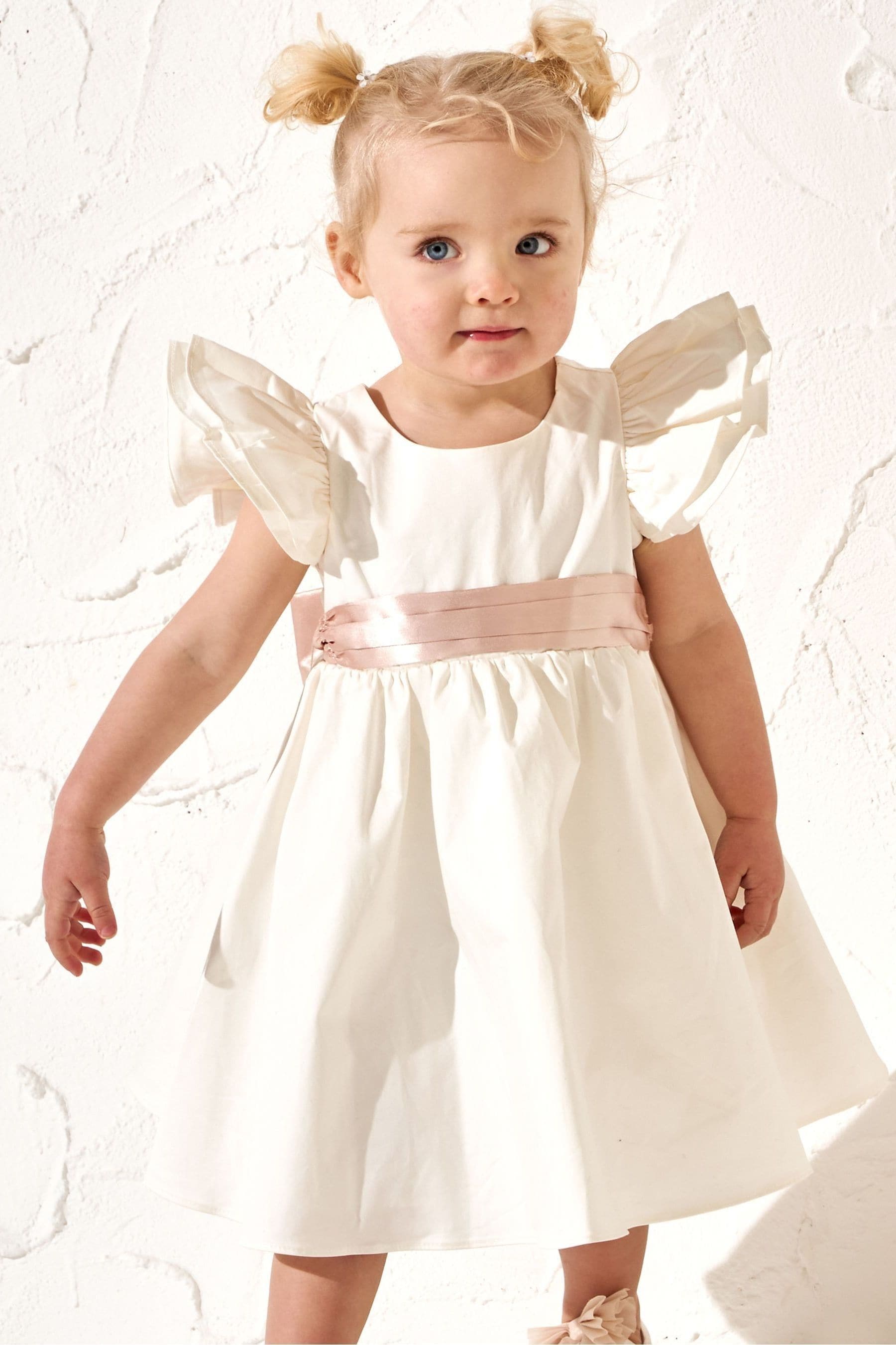 Angel & Rocket Cream Sylvie Sateen Sash Bow Dress