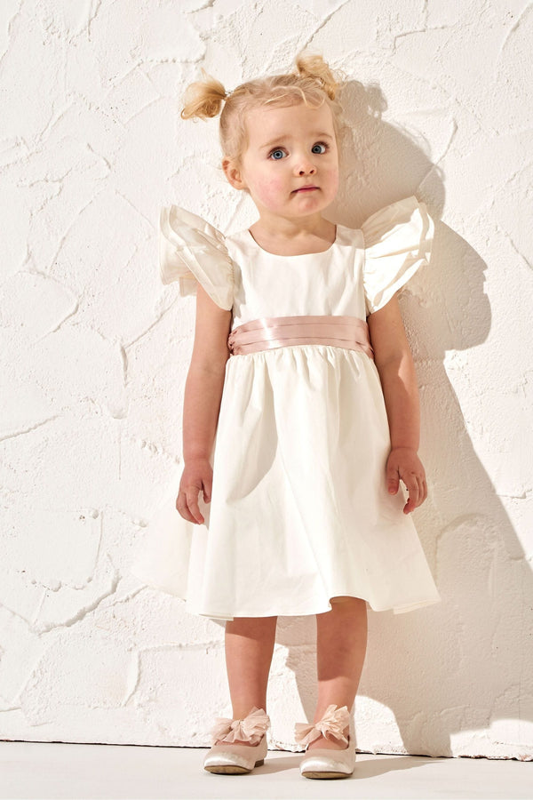 Angel & Rocket Cream Sylvie Sateen Sash Bow Dress