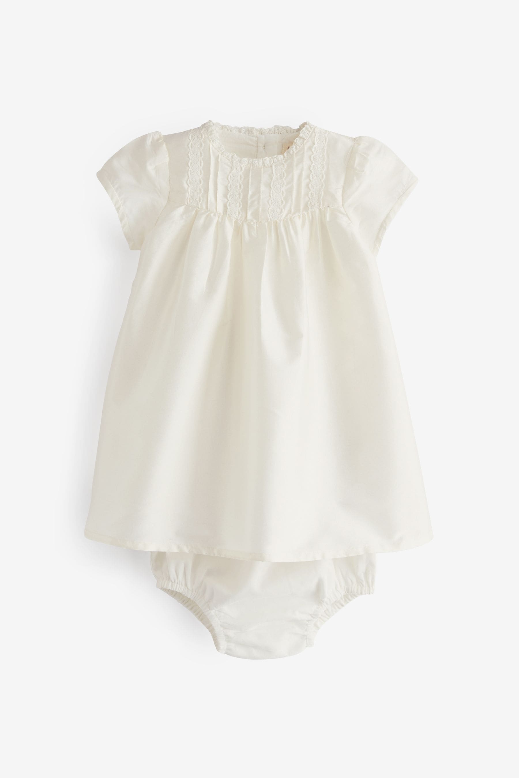 Cream Angel & Rocket Sofia Taffeta Lace Trim Dress