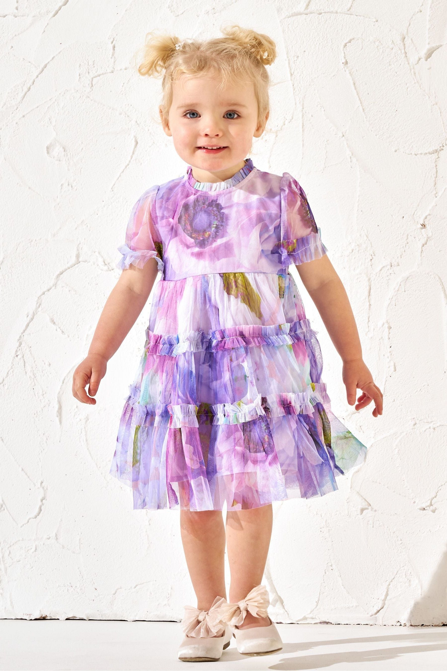 Angel & Rocket Purple Beatrice Frill Mesh Dress