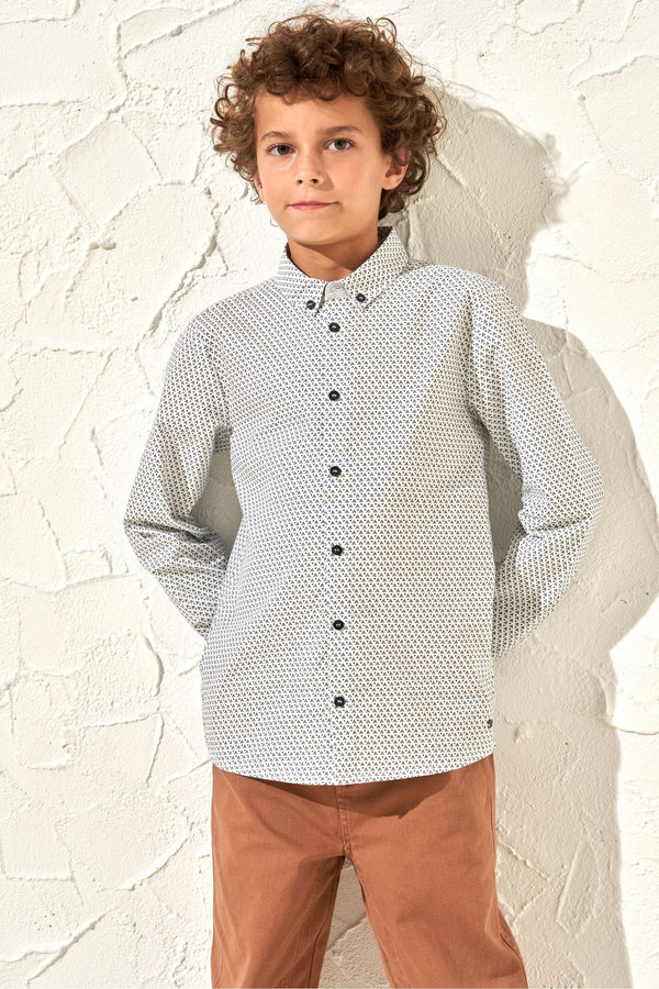 Grey Angel & Rocket Carter Geo Pattern Smart 100% Cotton Shirt