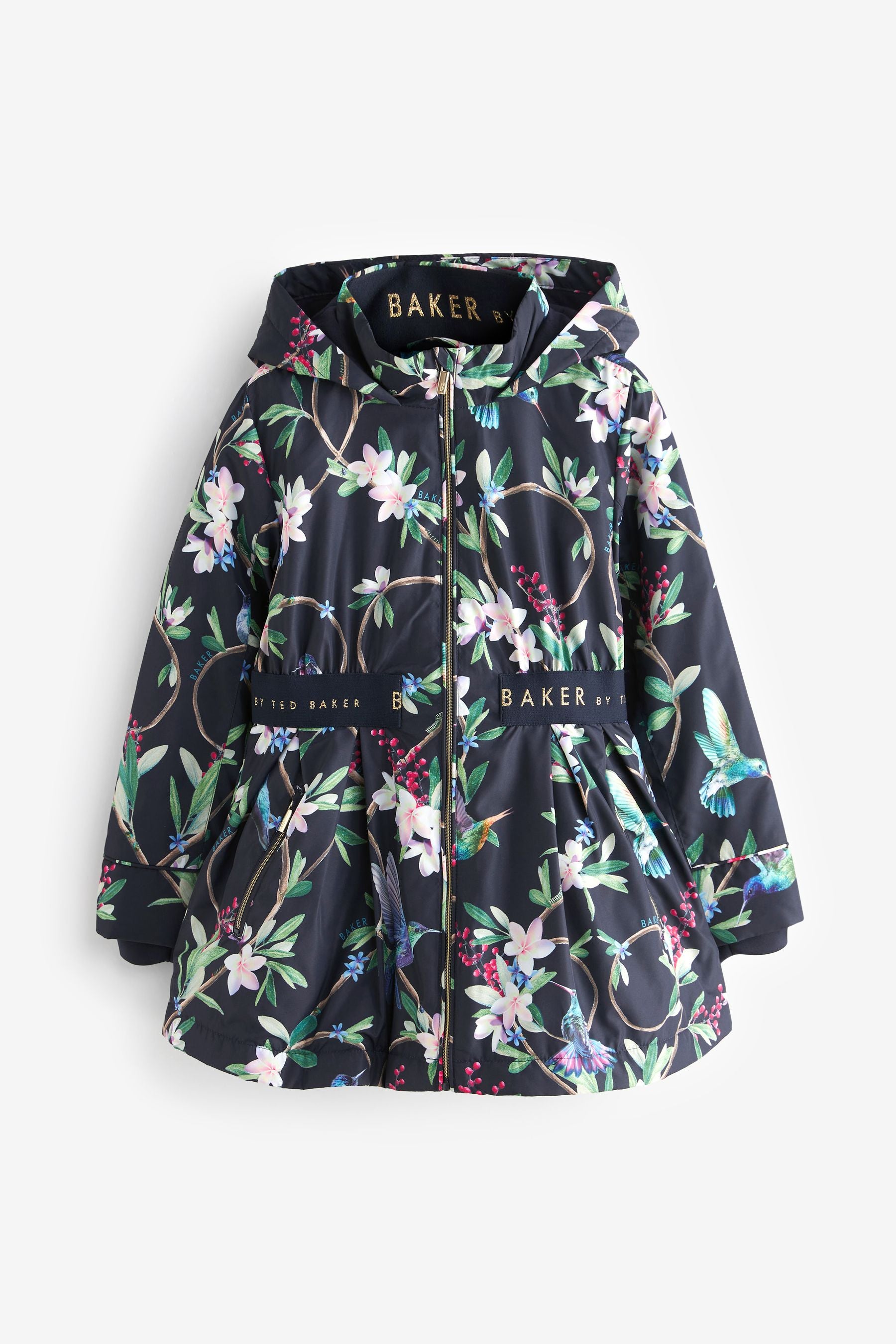 Navy Baker by Ted Baker Shower Resistant Floral Rain Coat