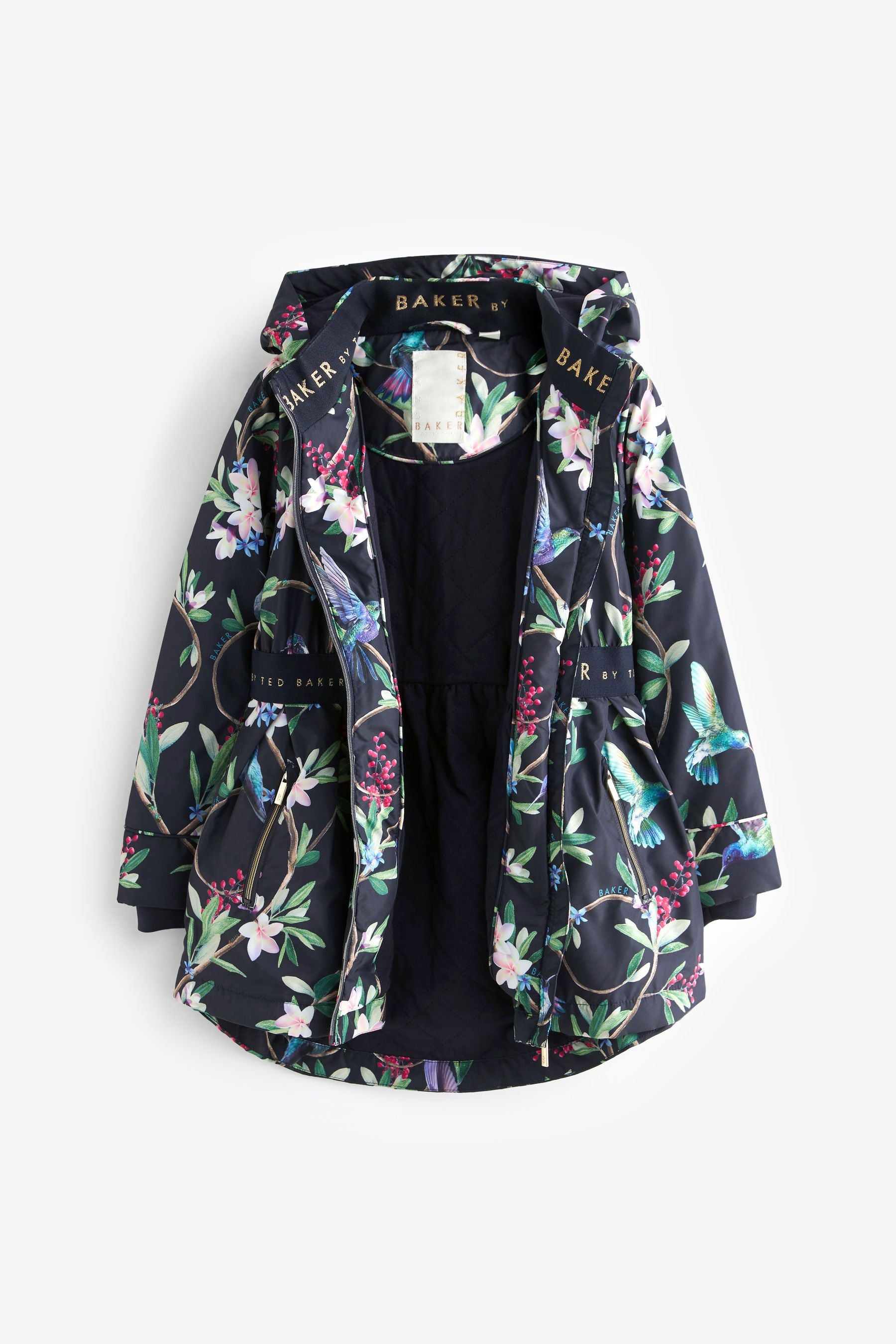 Navy Baker by Ted Baker Shower Resistant Floral Rain Coat