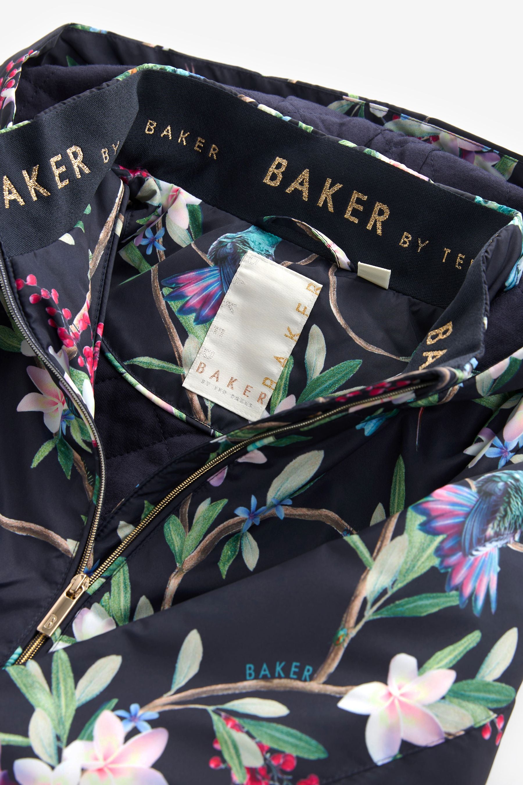 Navy Baker by Ted Baker Shower Resistant Floral Rain Coat