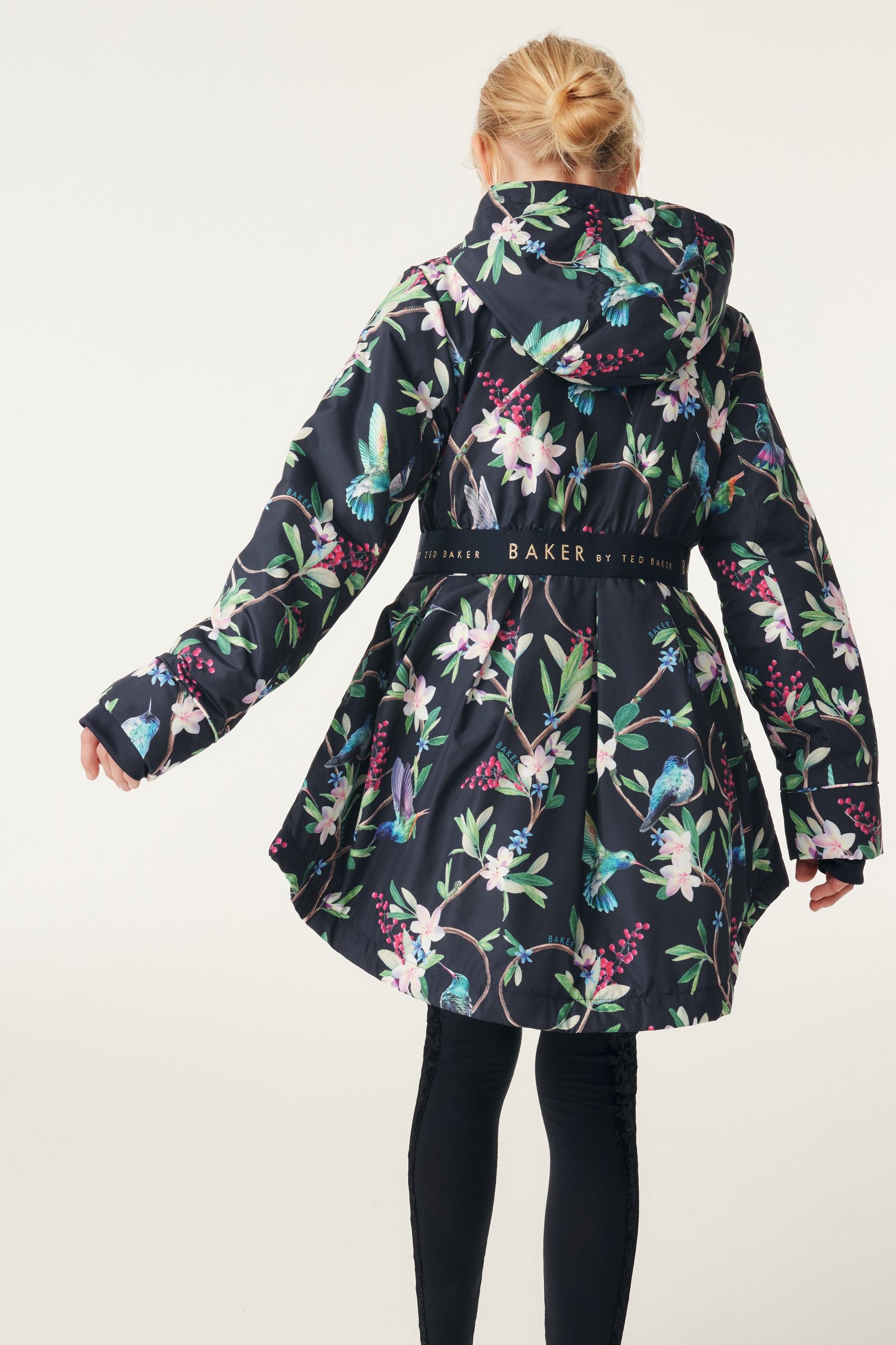 Navy Baker by Ted Baker Shower Resistant Floral Rain Coat