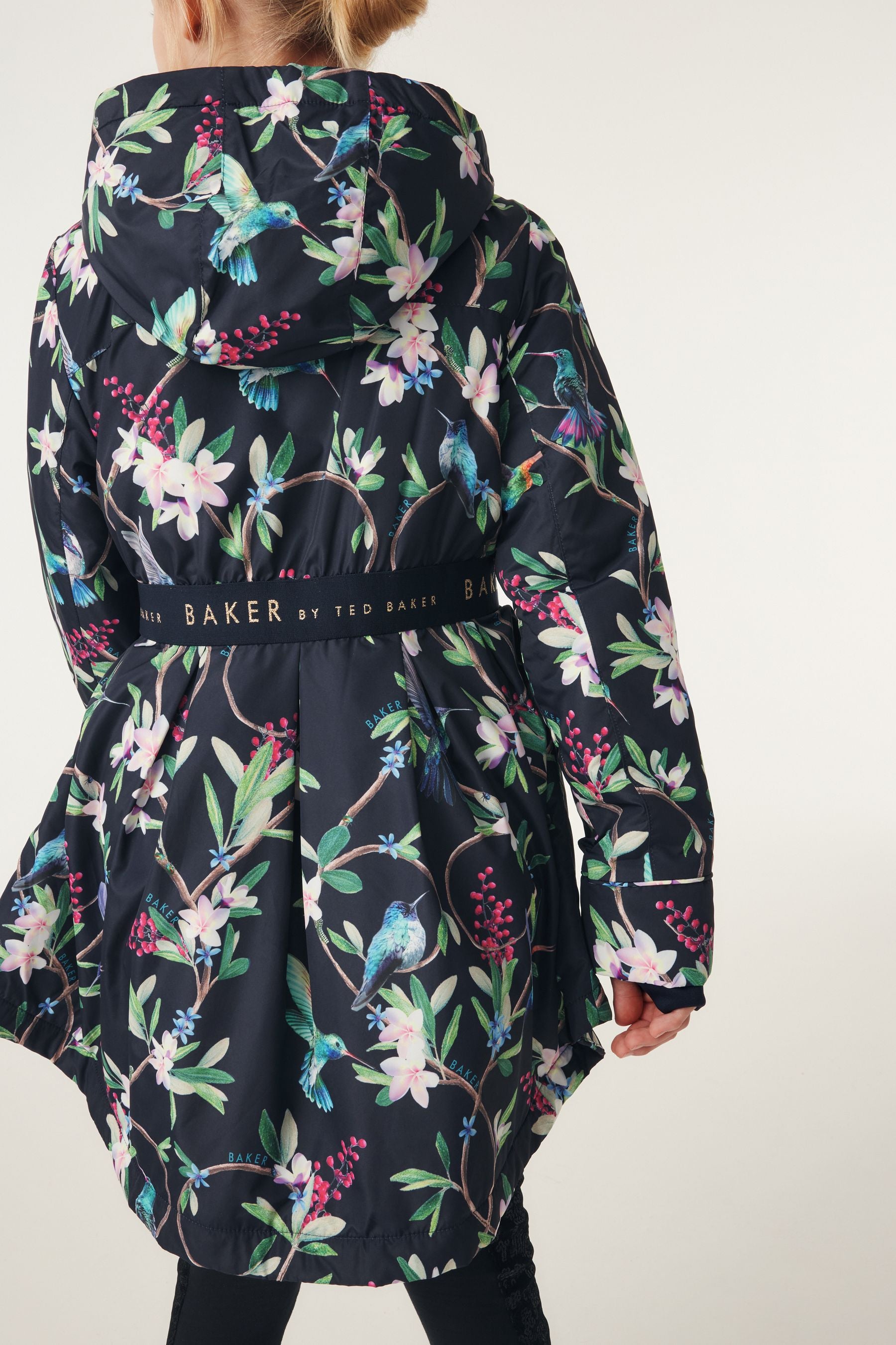 Navy Baker by Ted Baker Shower Resistant Floral Rain Coat