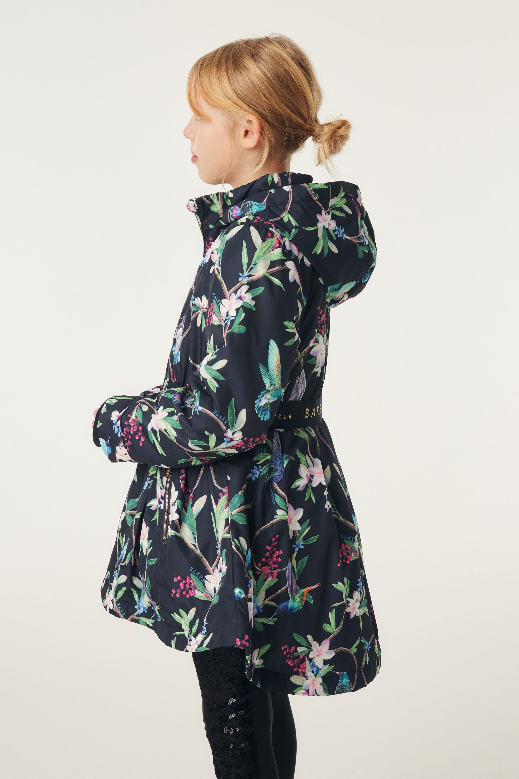 Navy Baker by Ted Baker Shower Resistant Floral Rain Coat