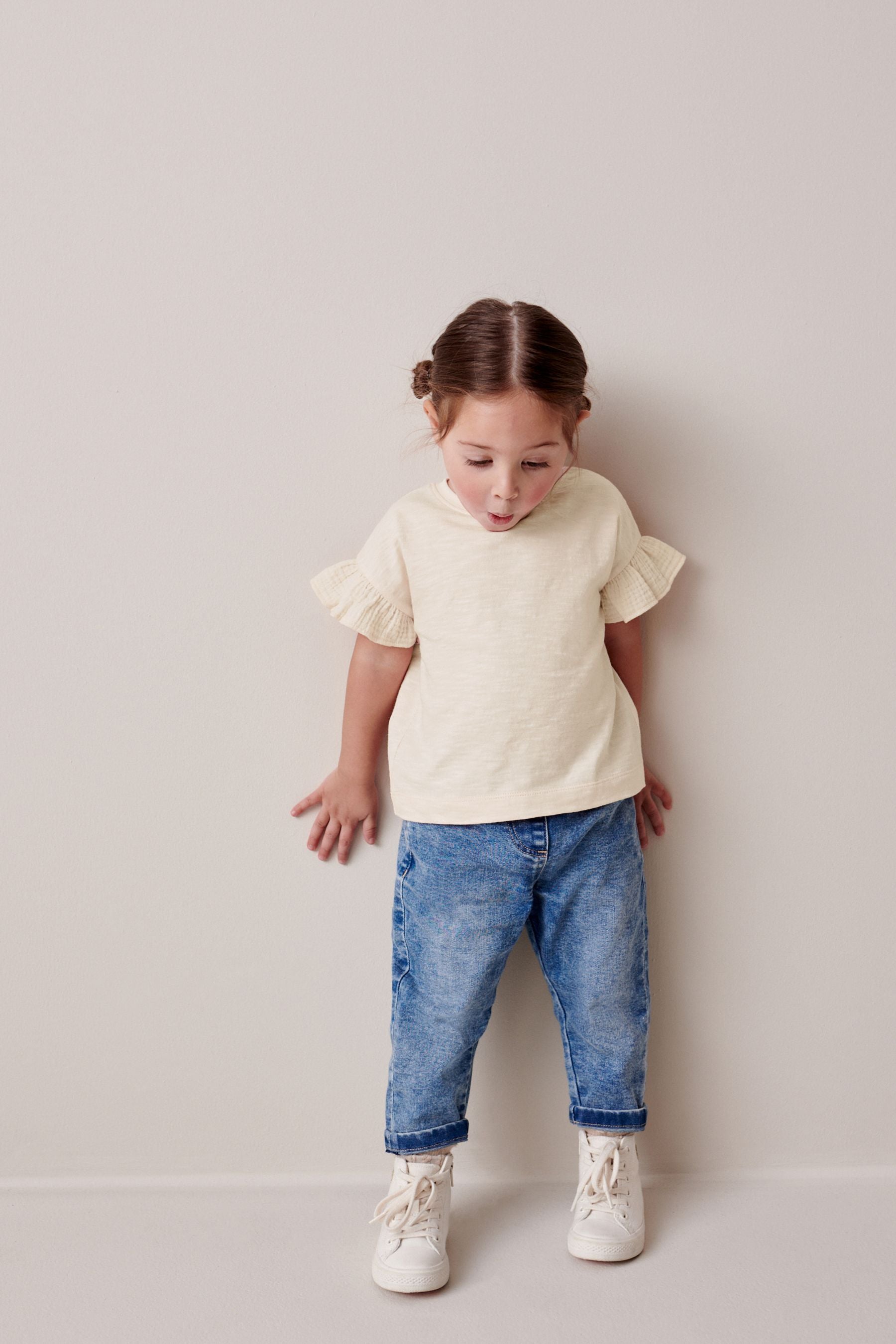 Ecru White Frill Short Sleeve T-Shirt (3mths-7yrs)