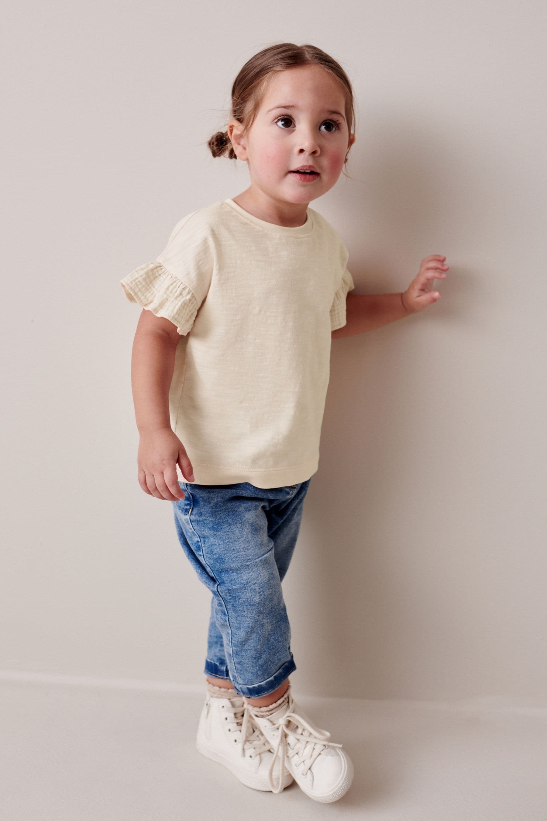 Ecru White Frill Short Sleeve T-Shirt (3mths-7yrs)