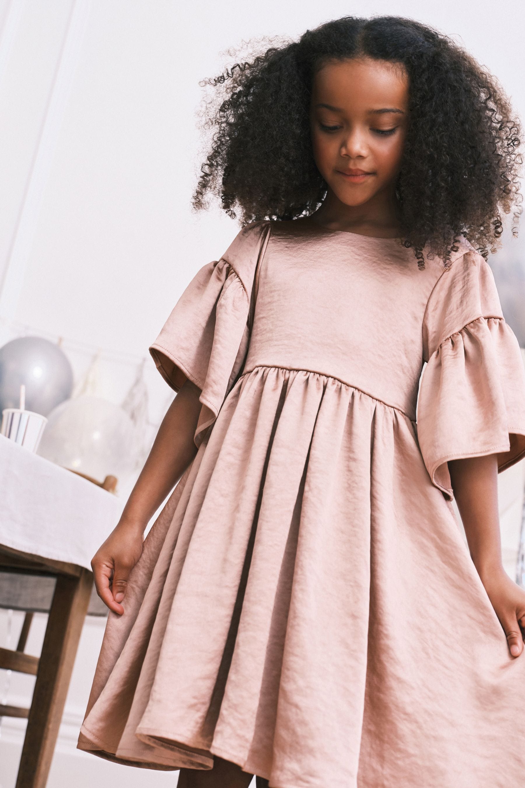 Pale Pink Textured Satin Dress (3-16yrs)