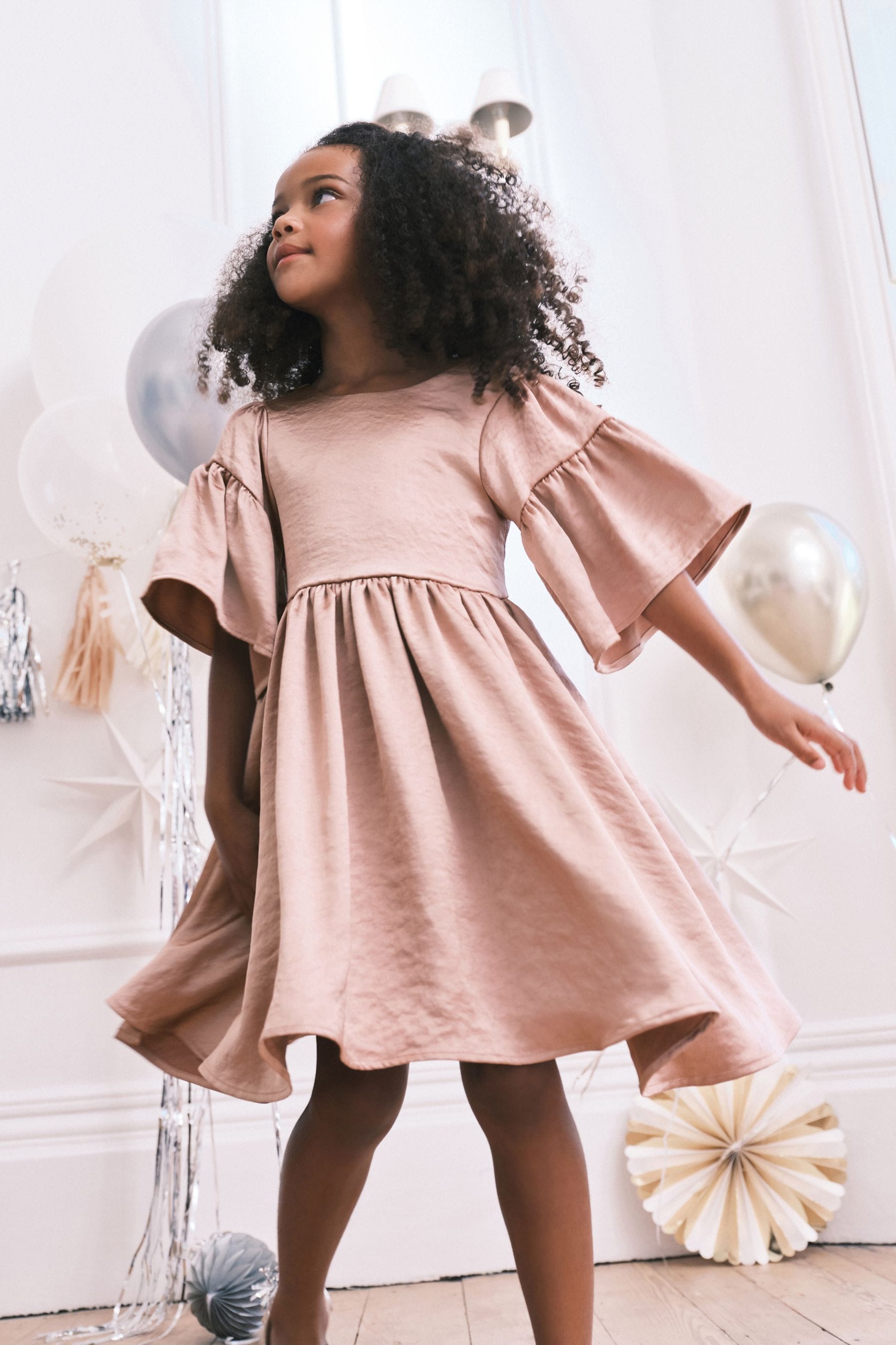 Pale Pink Textured Satin Dress (3-16yrs)