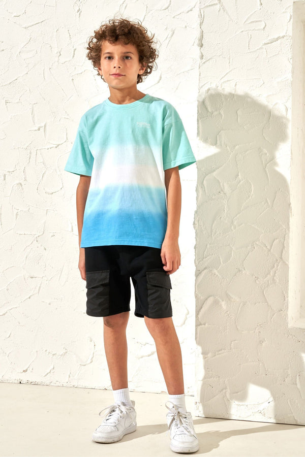 Angel & Rocket Blue 100% Cotton Brad Ombre Tie Dye T-Shirt