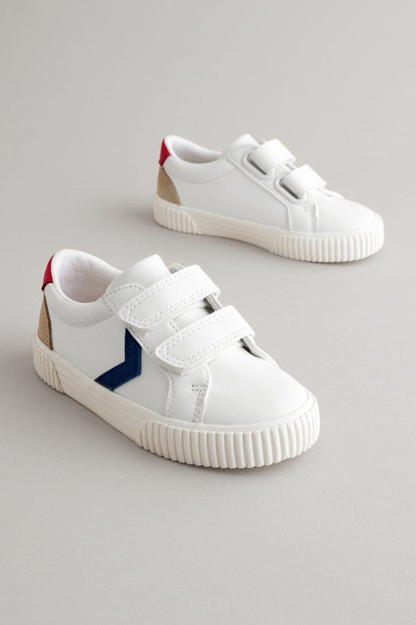 White Two Strap Touch Fastening Shoes