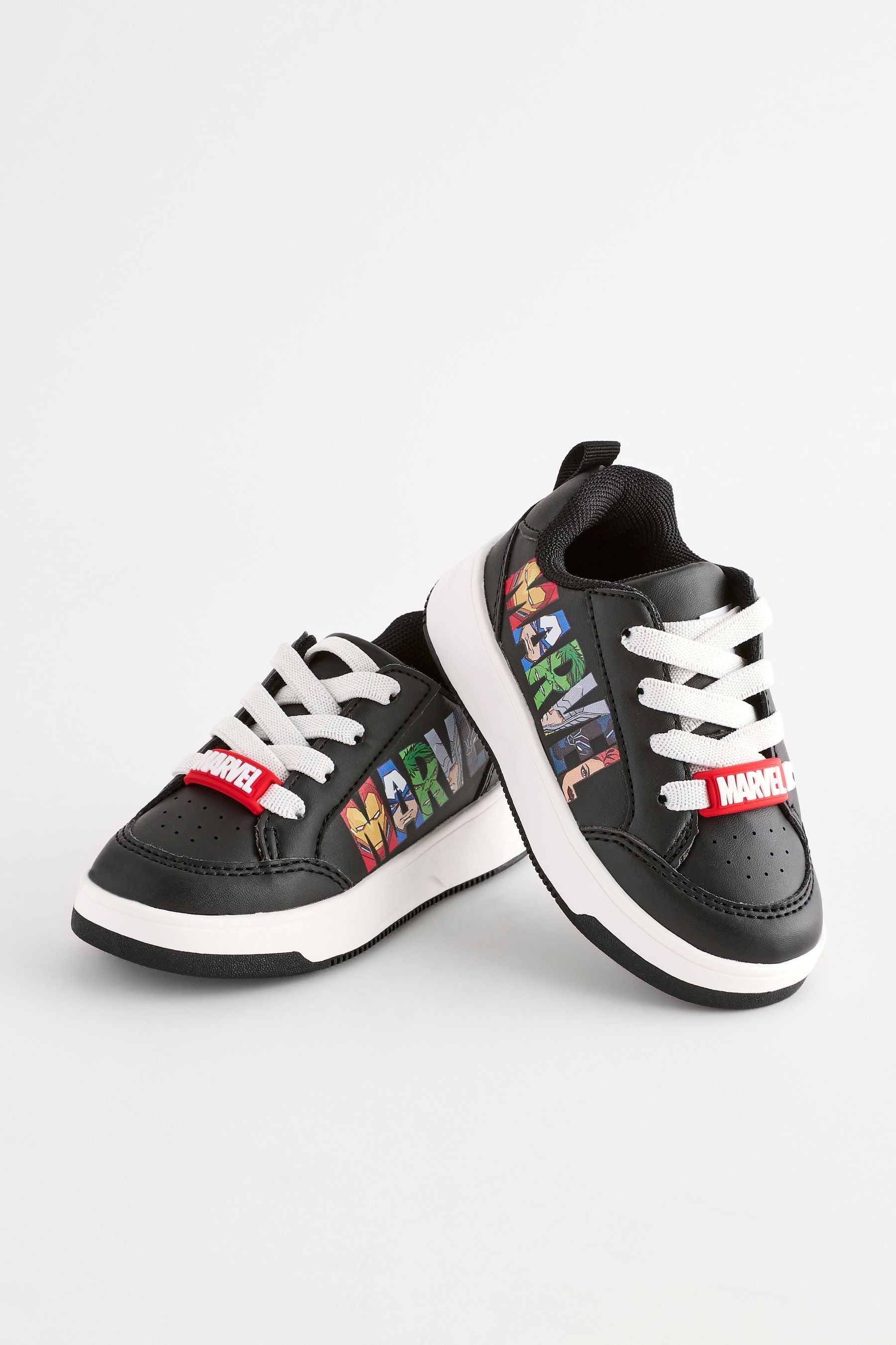 Black Standard Fit (F) Marvel Elastic Lace Trainers