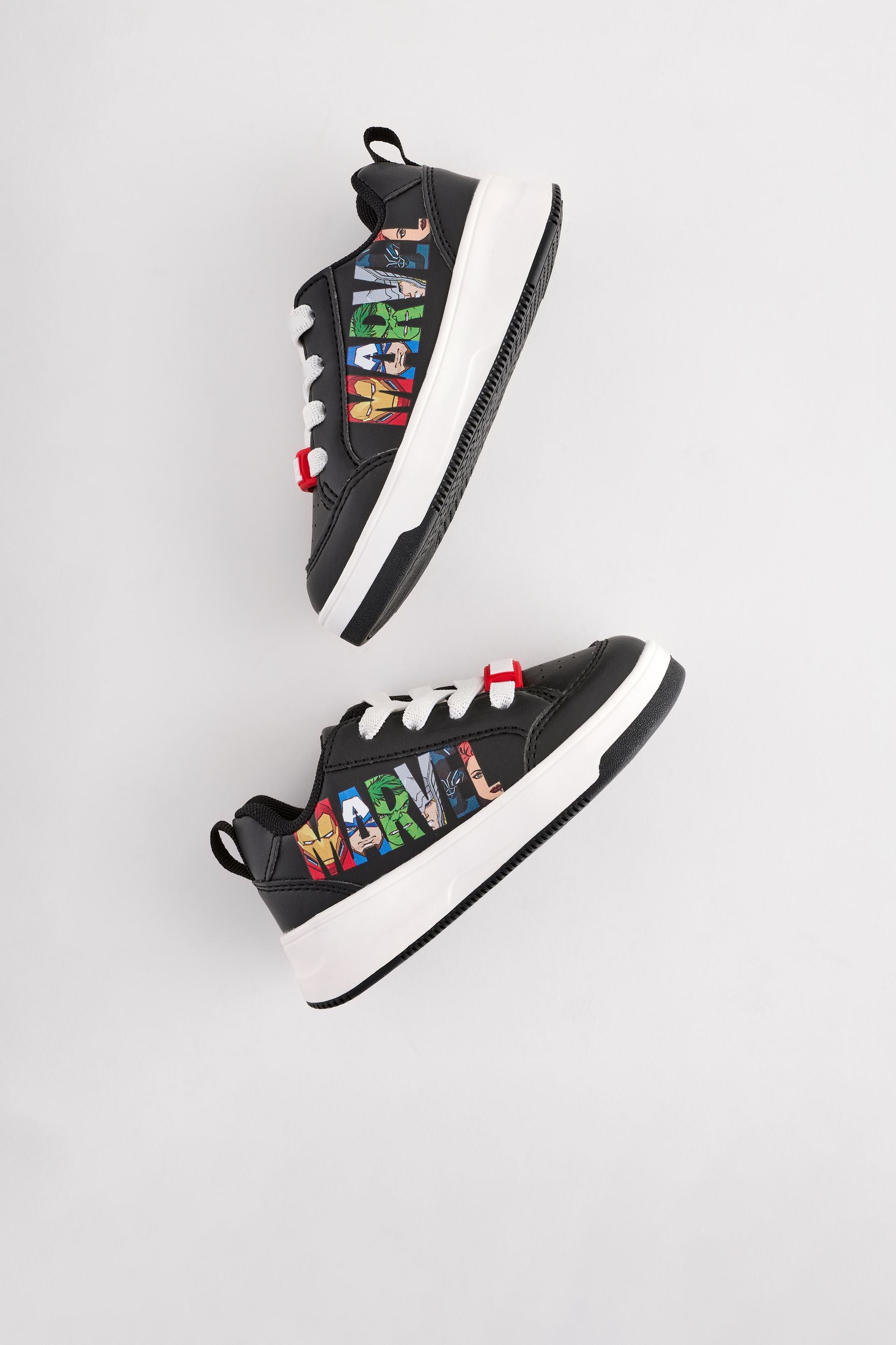 Black Standard Fit (F) Marvel Elastic Lace Trainers