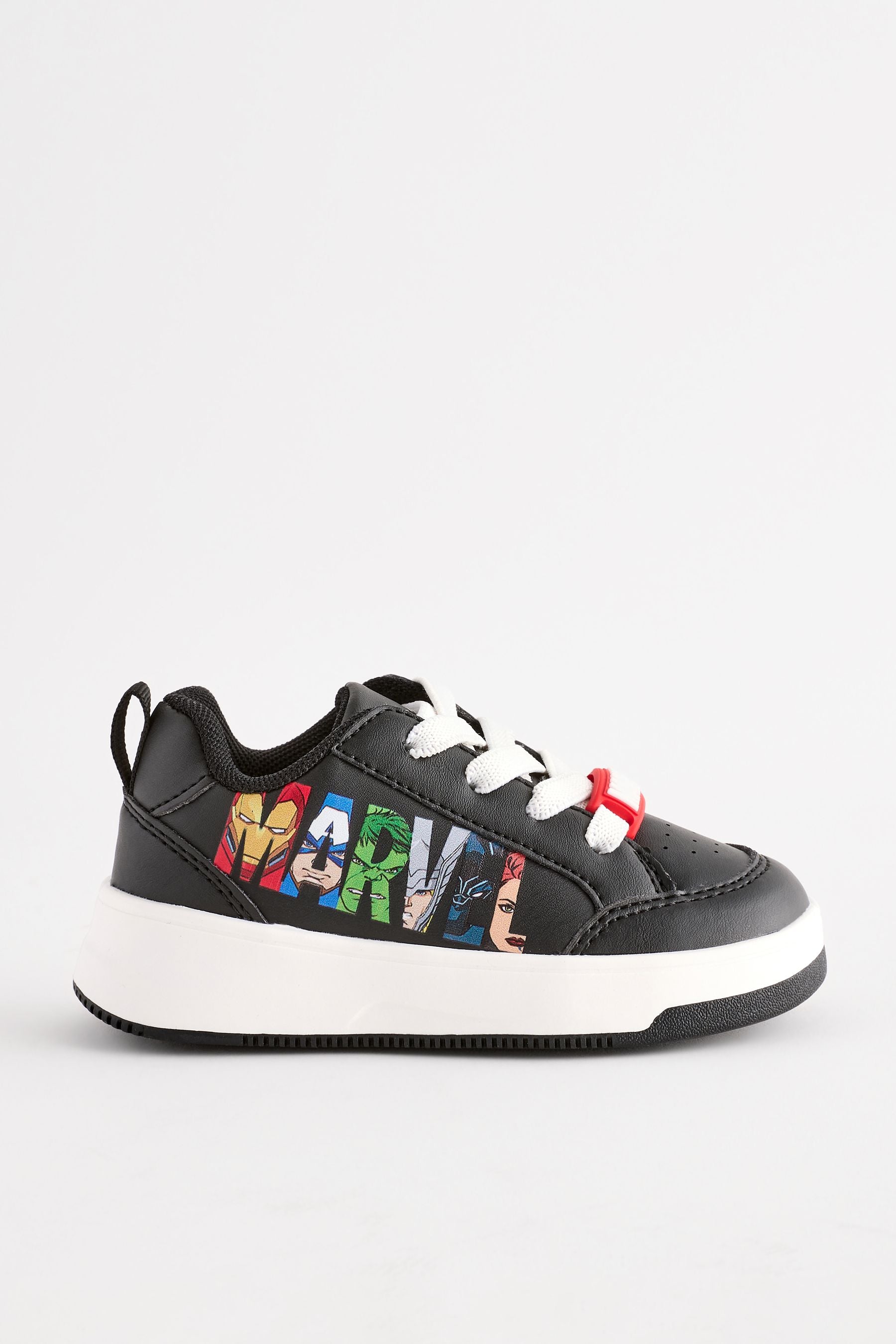 Black Standard Fit (F) Marvel Elastic Lace Trainers