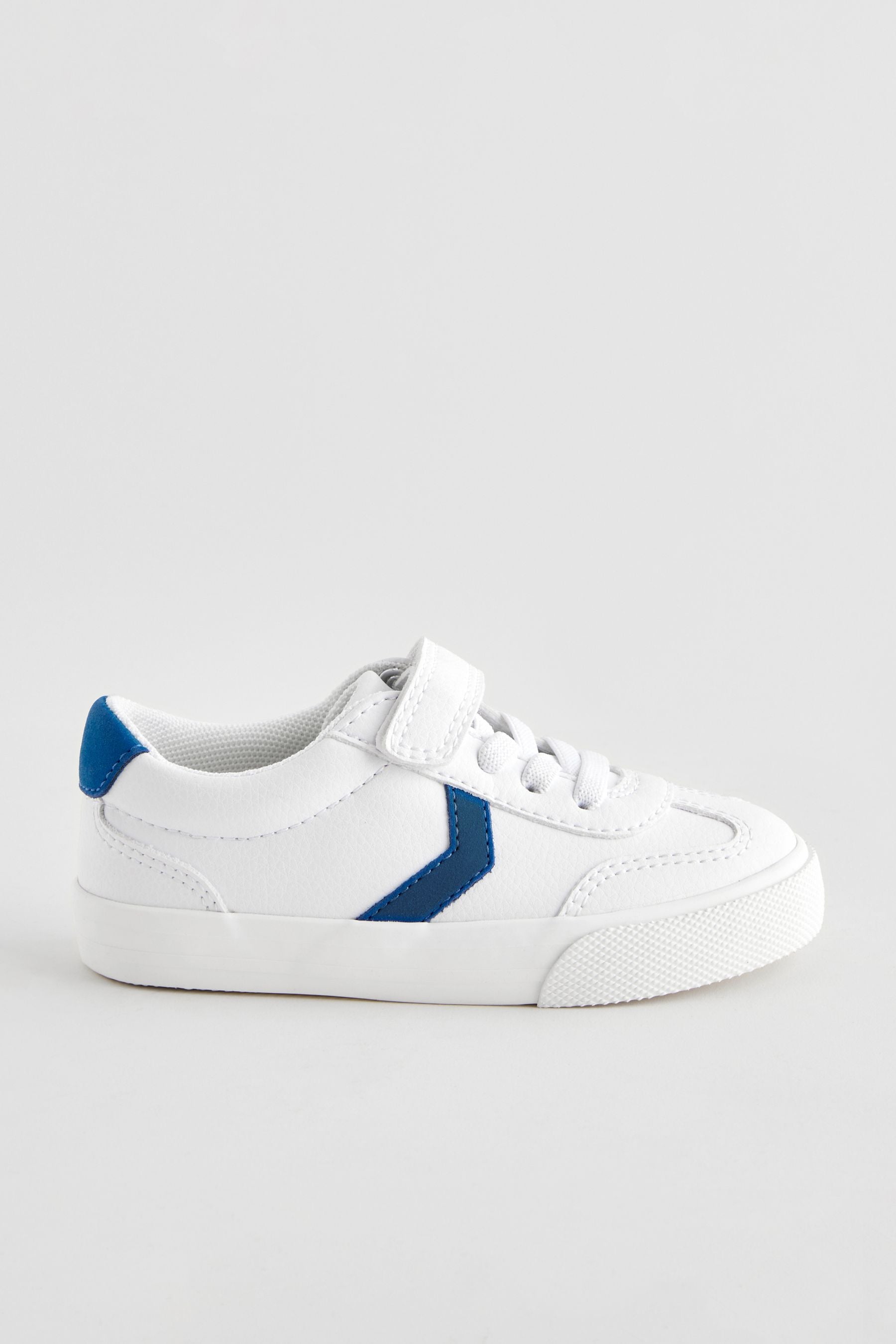 White/Blue Standard Fit (F) Touch Fastening Chevron Trainers