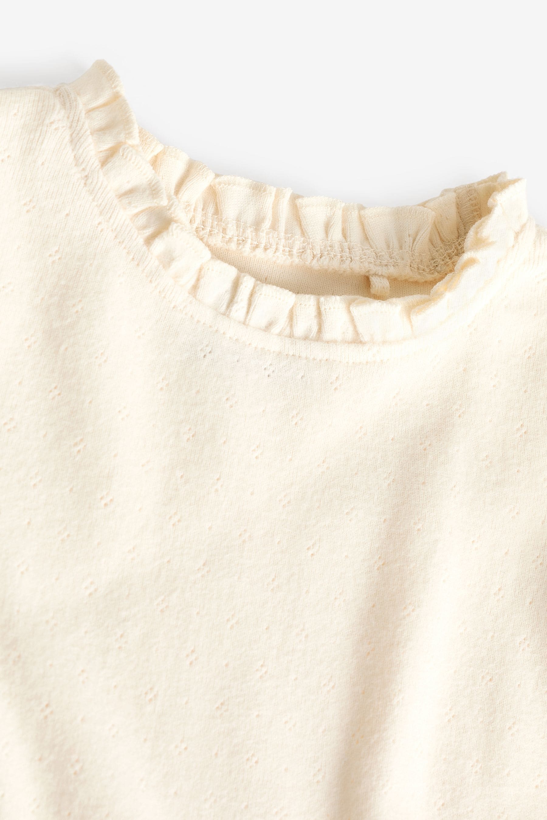 Ecru White 100% Cotton Pointelle Top (3mths-7yrs)