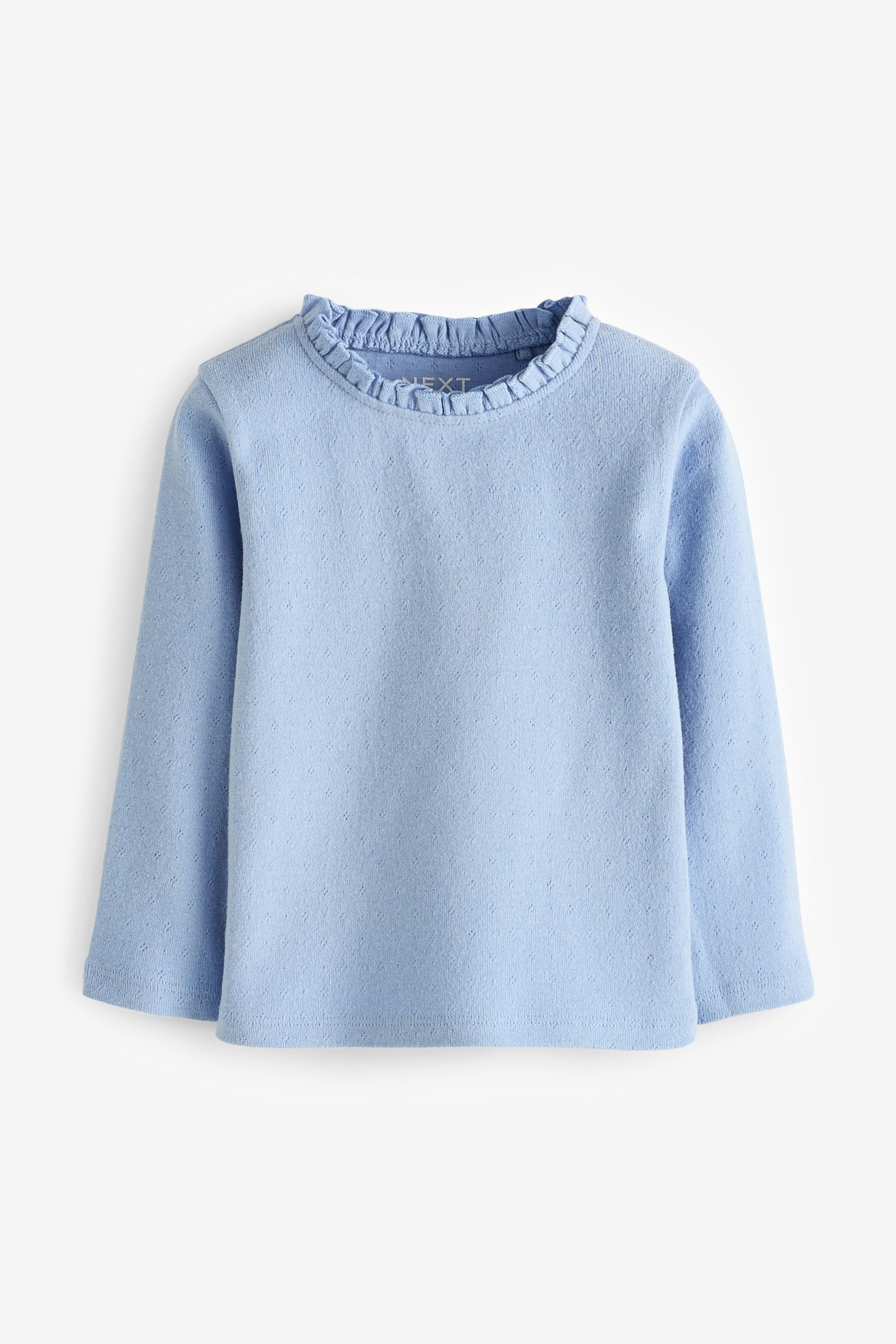 Blue 100% Cotton Pointelle Top (3mths-7yrs)