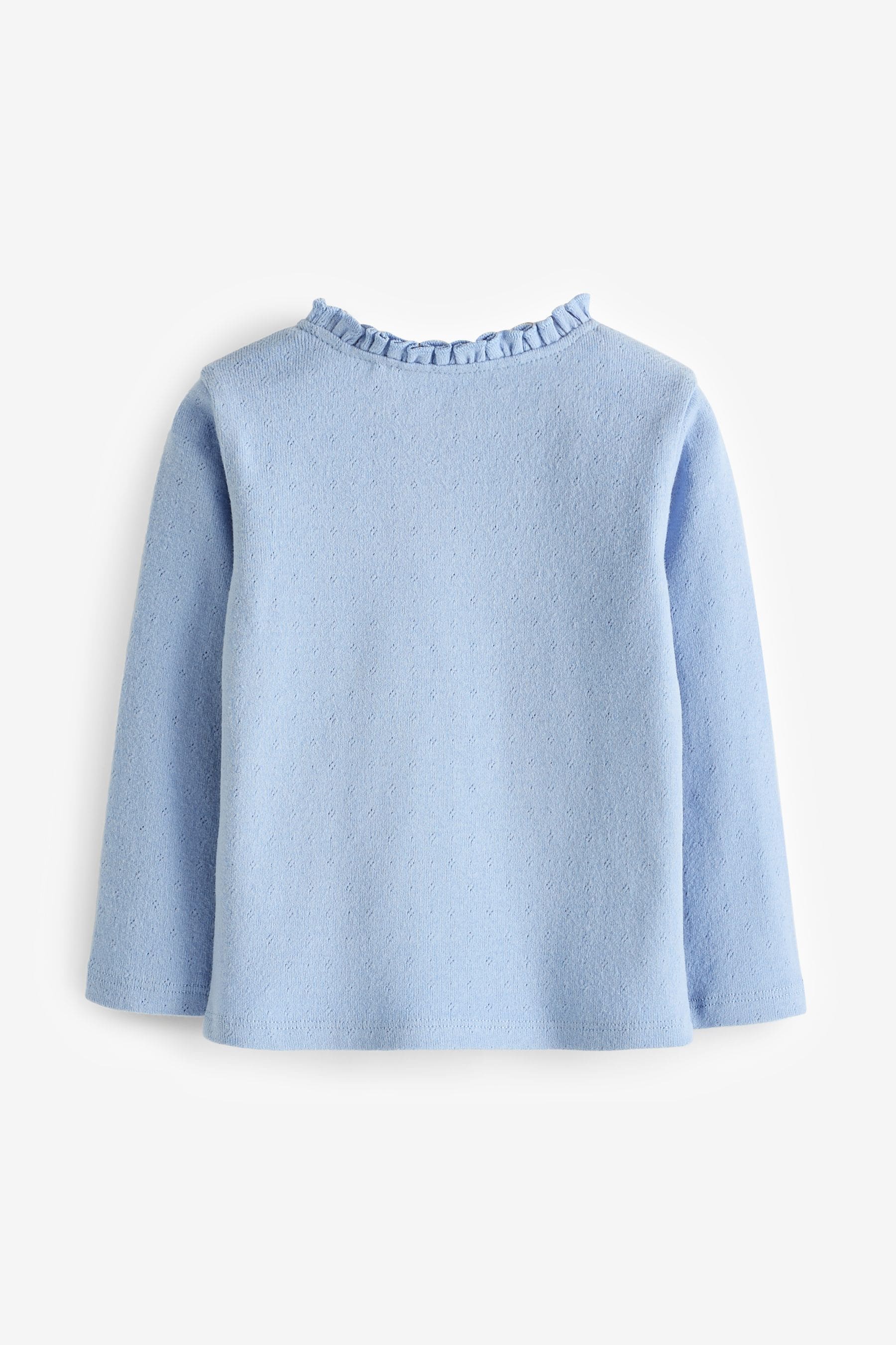 Blue 100% Cotton Pointelle Top (3mths-7yrs)