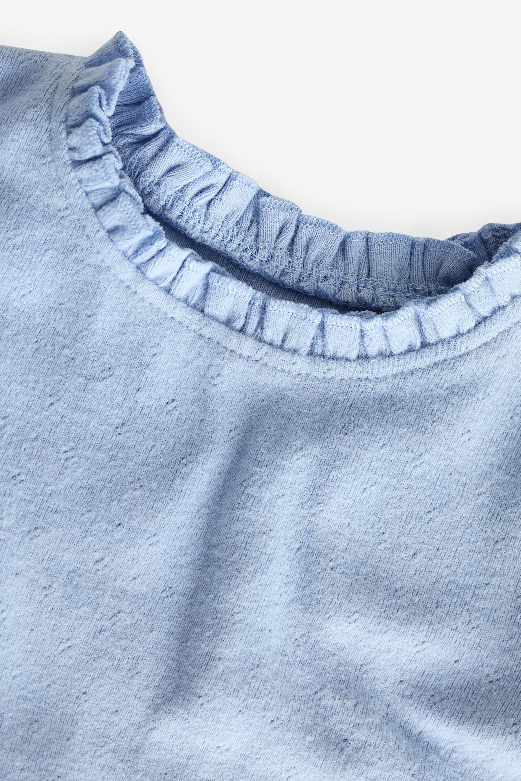 Blue 100% Cotton Pointelle Top (3mths-7yrs)