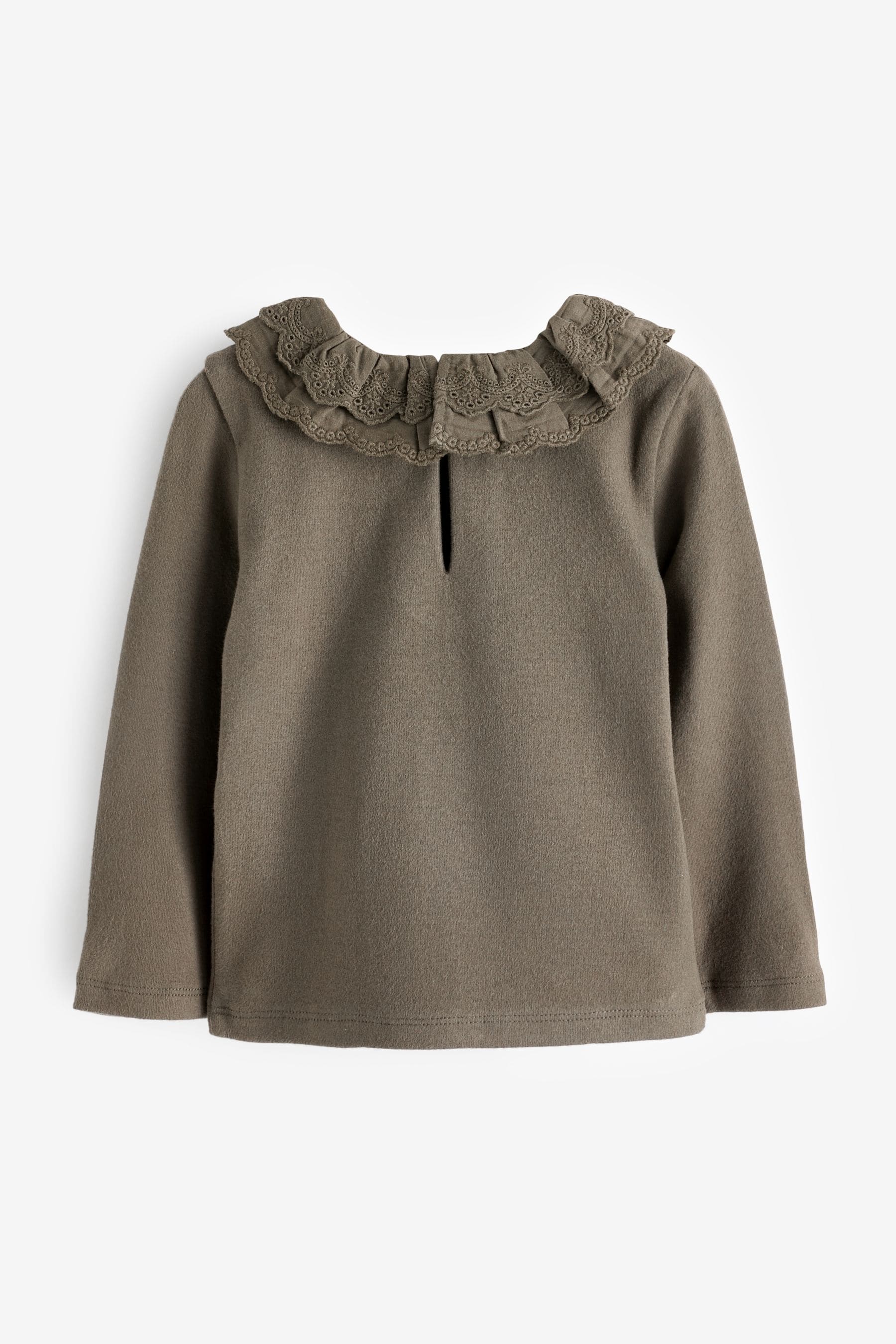 Khaki Green Long Sleeve Collar Top (3mths-7yrs)