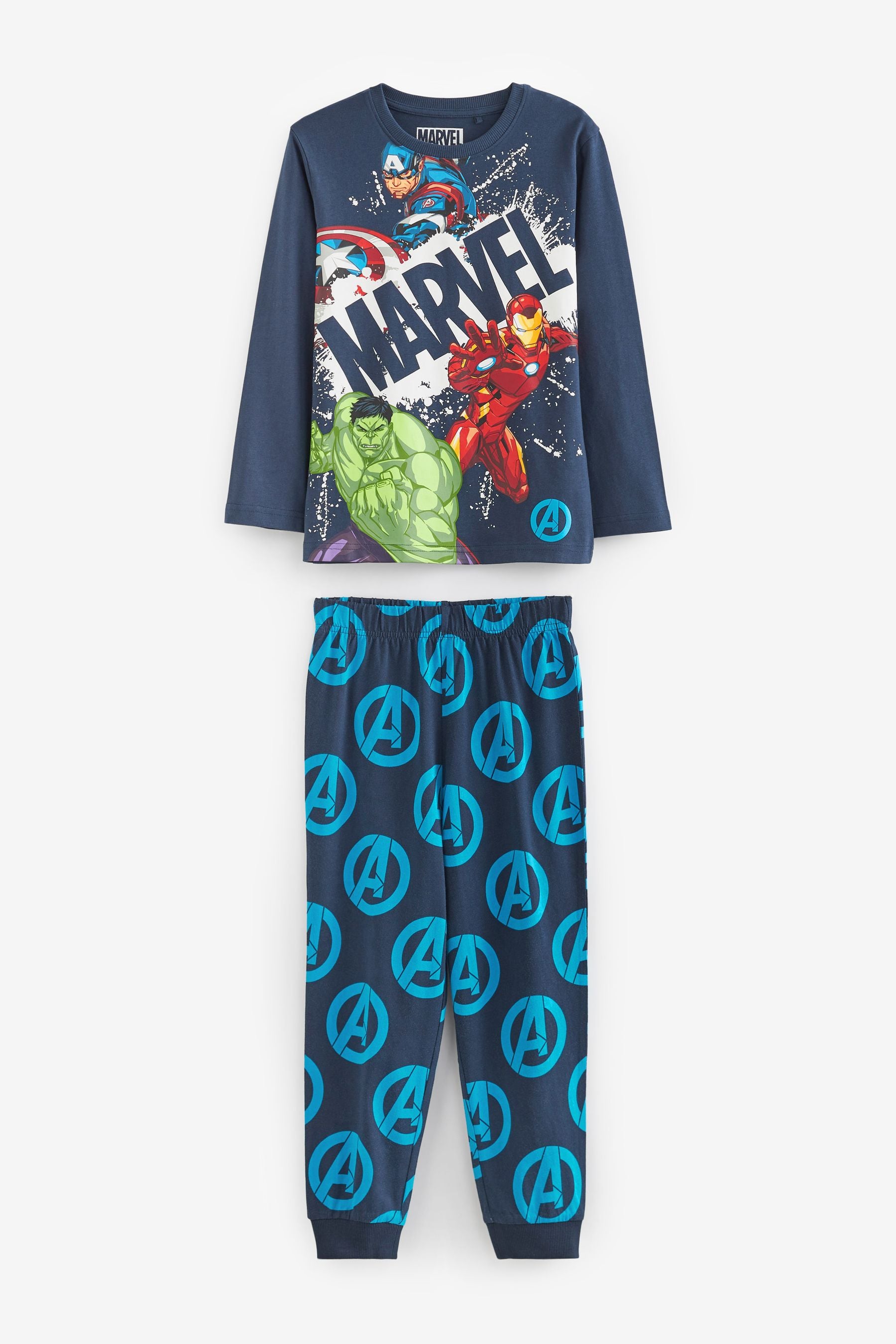 Blue/Grey Marvel 2 Pack Pyjamas (3-16yrs)