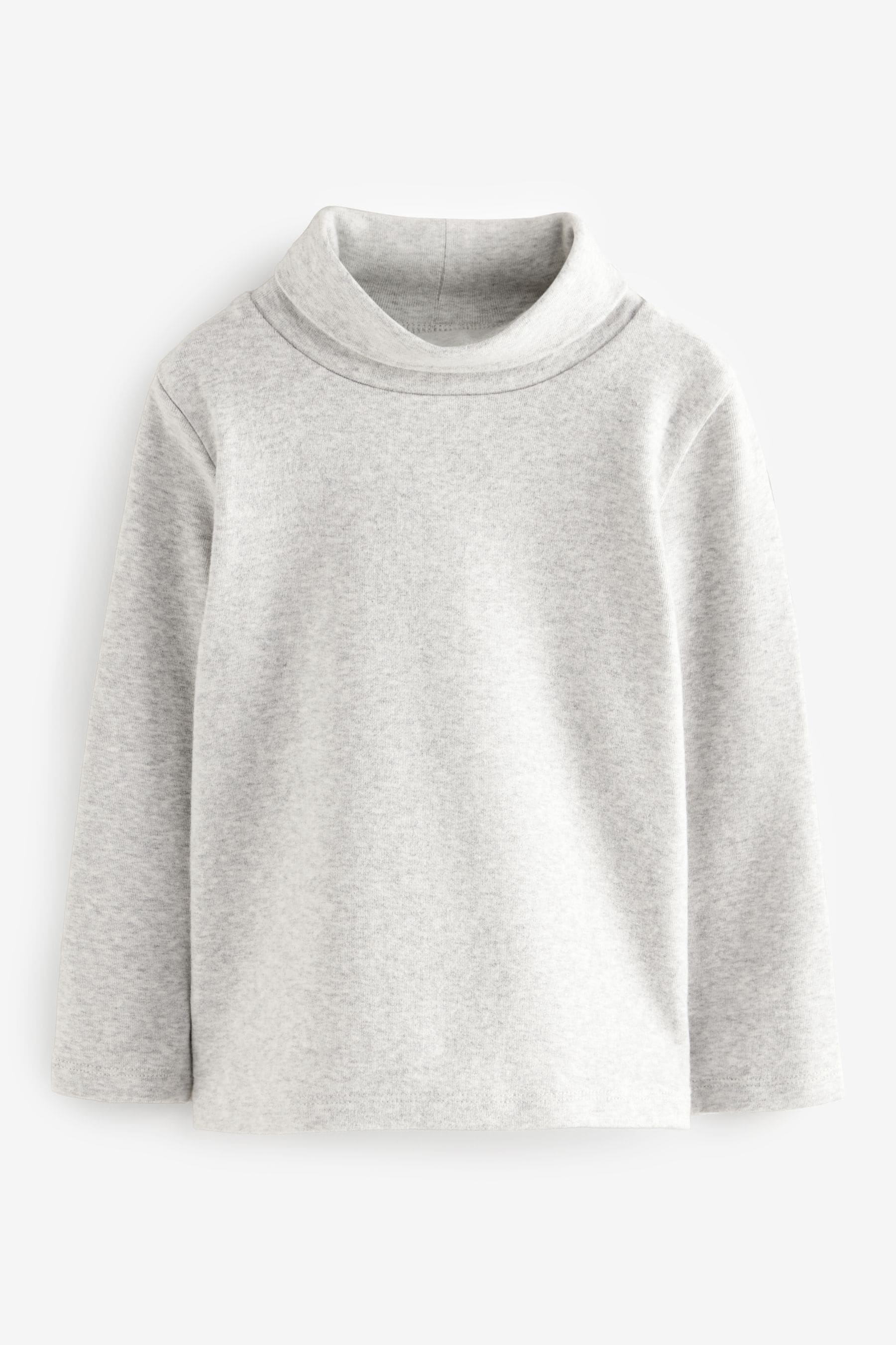 Grey Brushed Long Sleeve Roll Neck Top (3mths-7yrs)