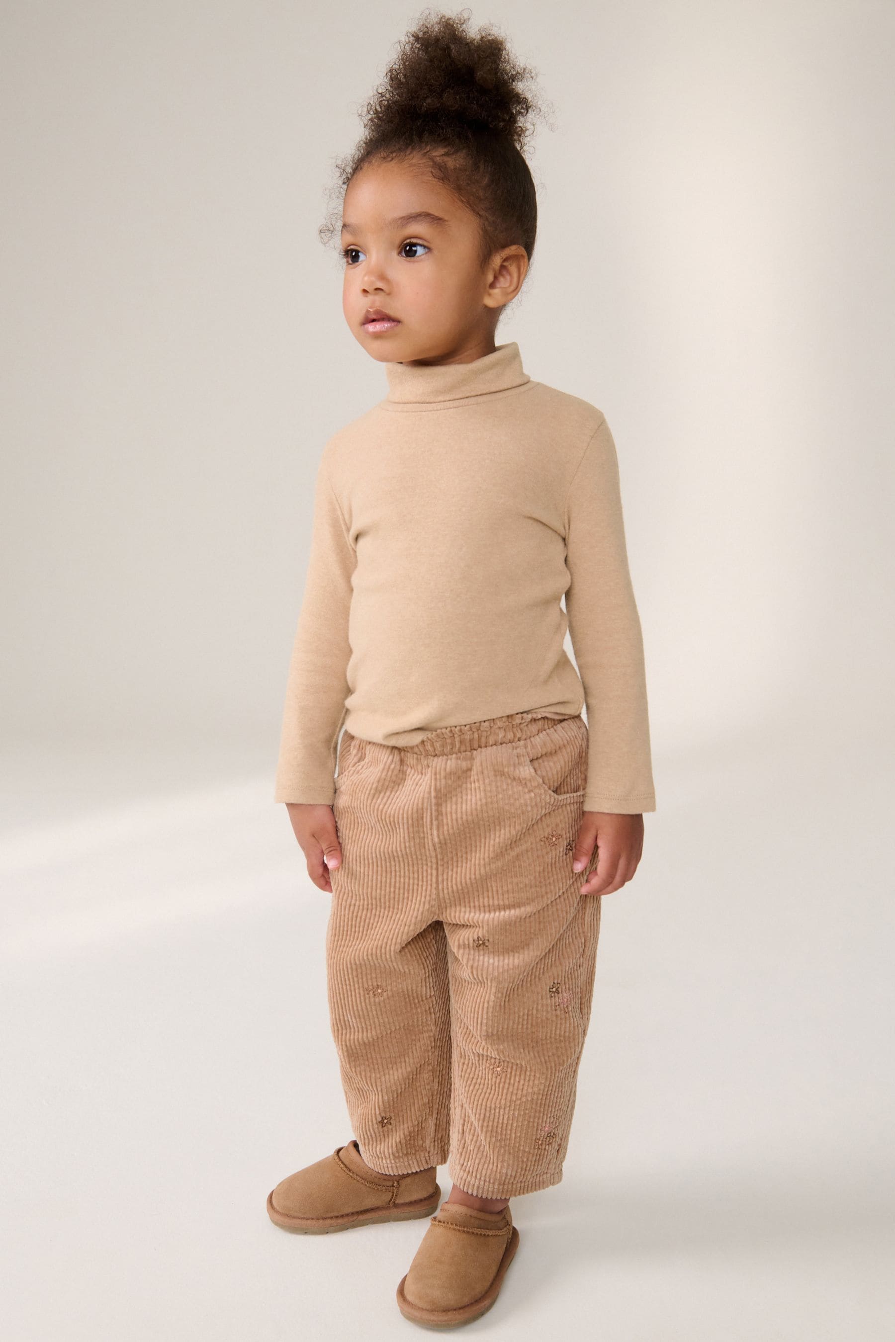 Tan Brown Brushed Long Sleeve Roll Neck Top (3mths-7yrs)