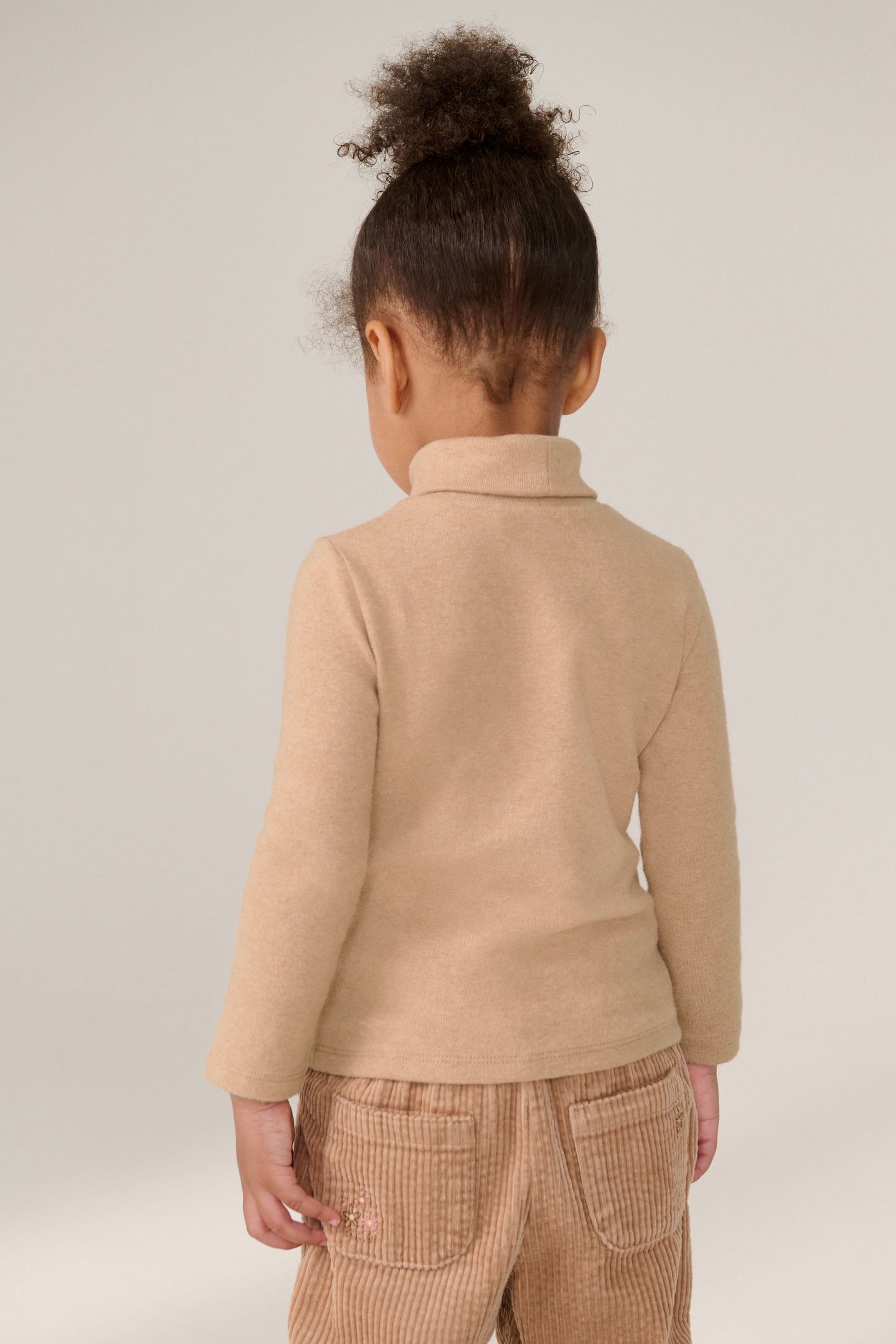 Tan Brown Brushed Long Sleeve Roll Neck Top (3mths-7yrs)