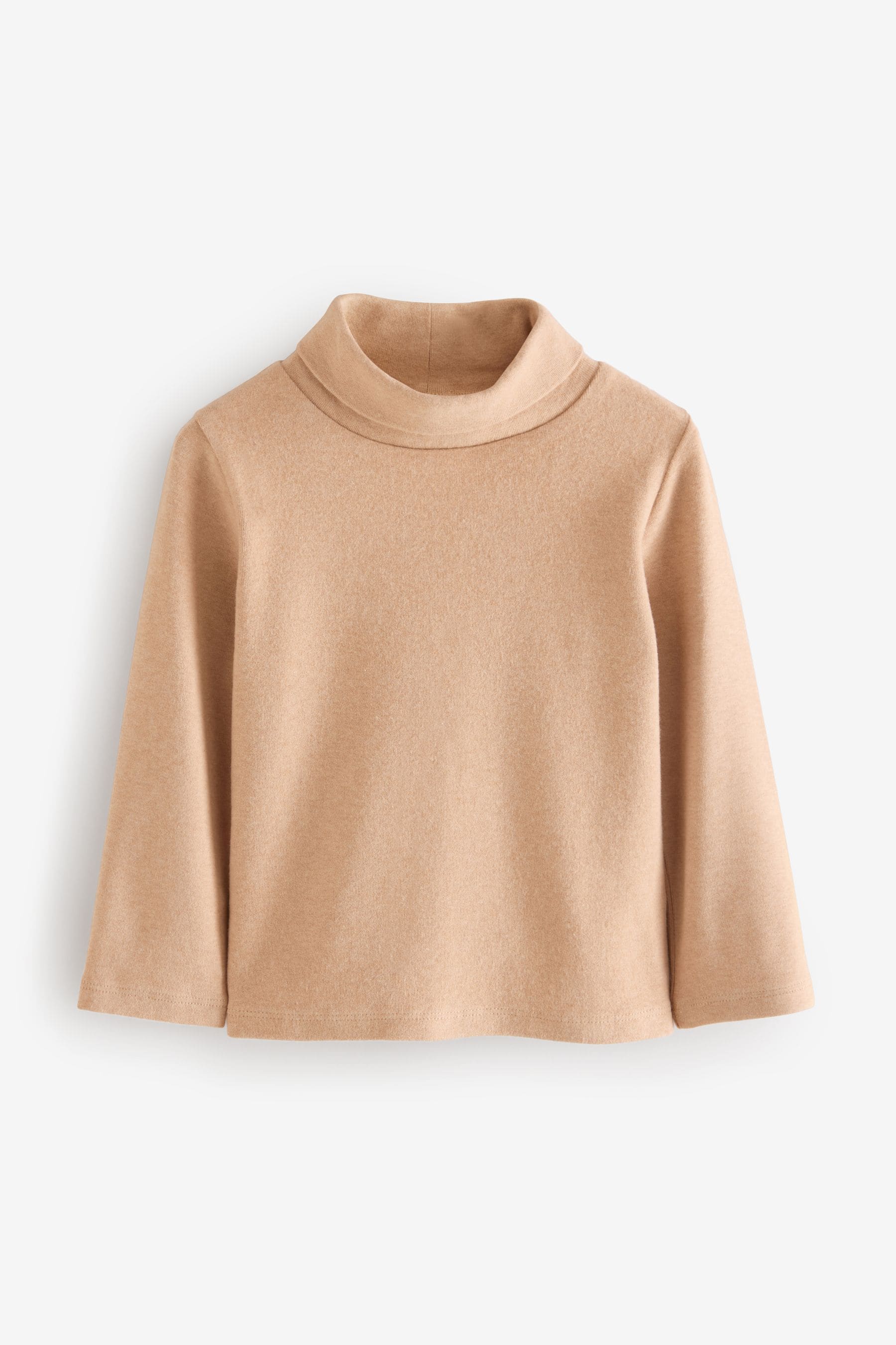 Tan Brown Brushed Long Sleeve Roll Neck Top (3mths-7yrs)