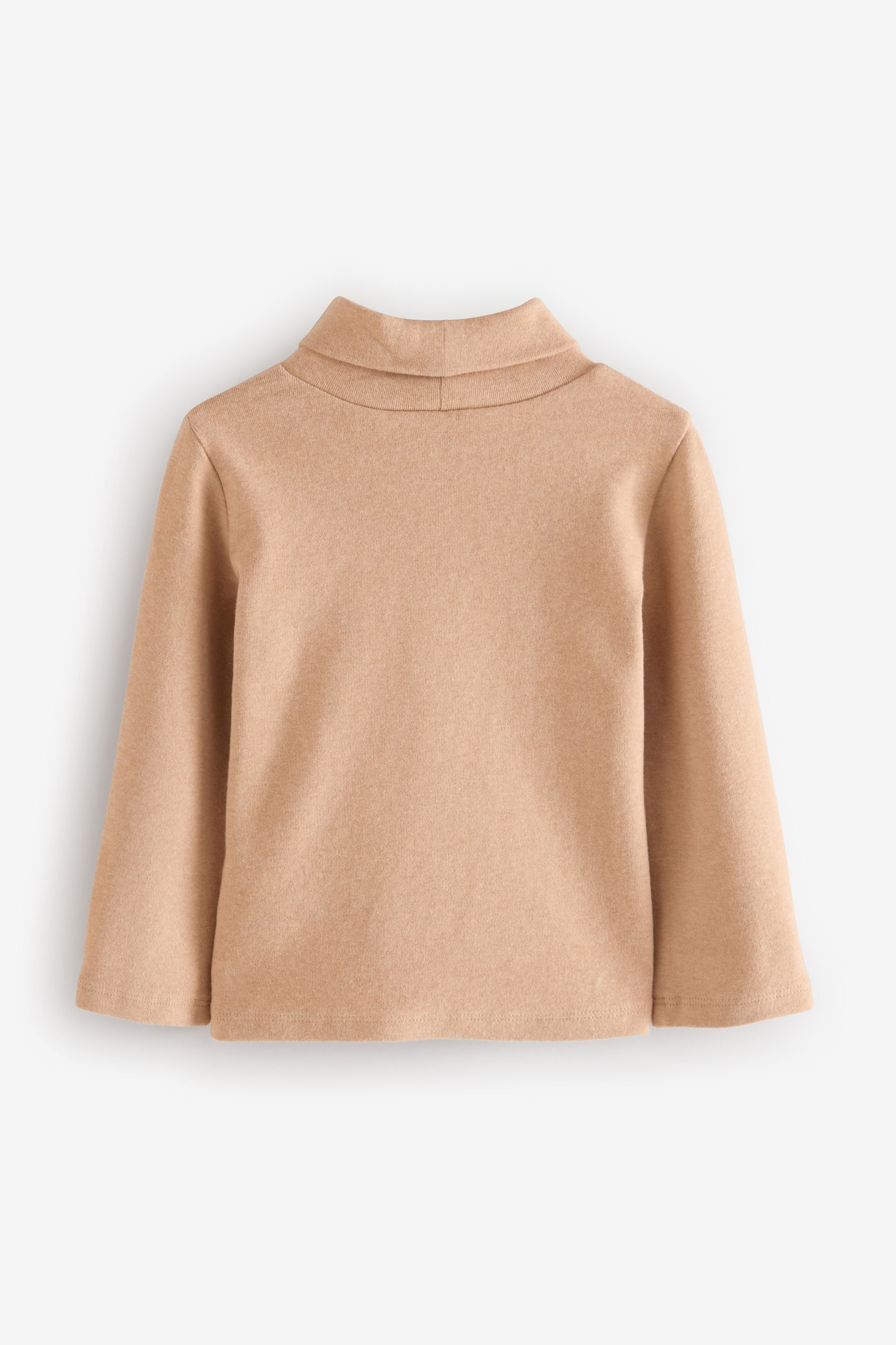 Tan Brown Brushed Long Sleeve Roll Neck Top (3mths-7yrs)