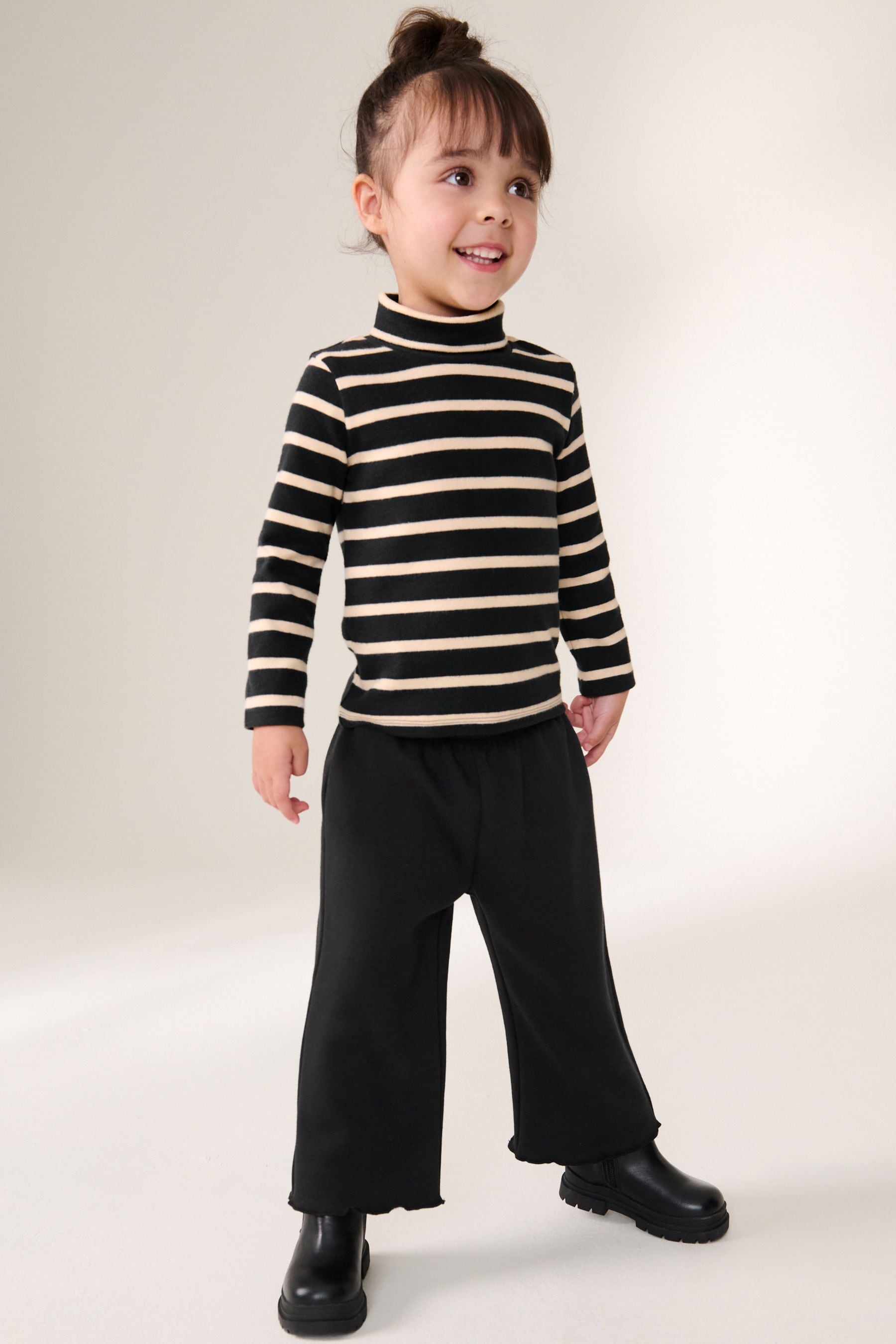 Stripe Brushed Long Sleeve Roll Neck Top (3mths-7yrs)