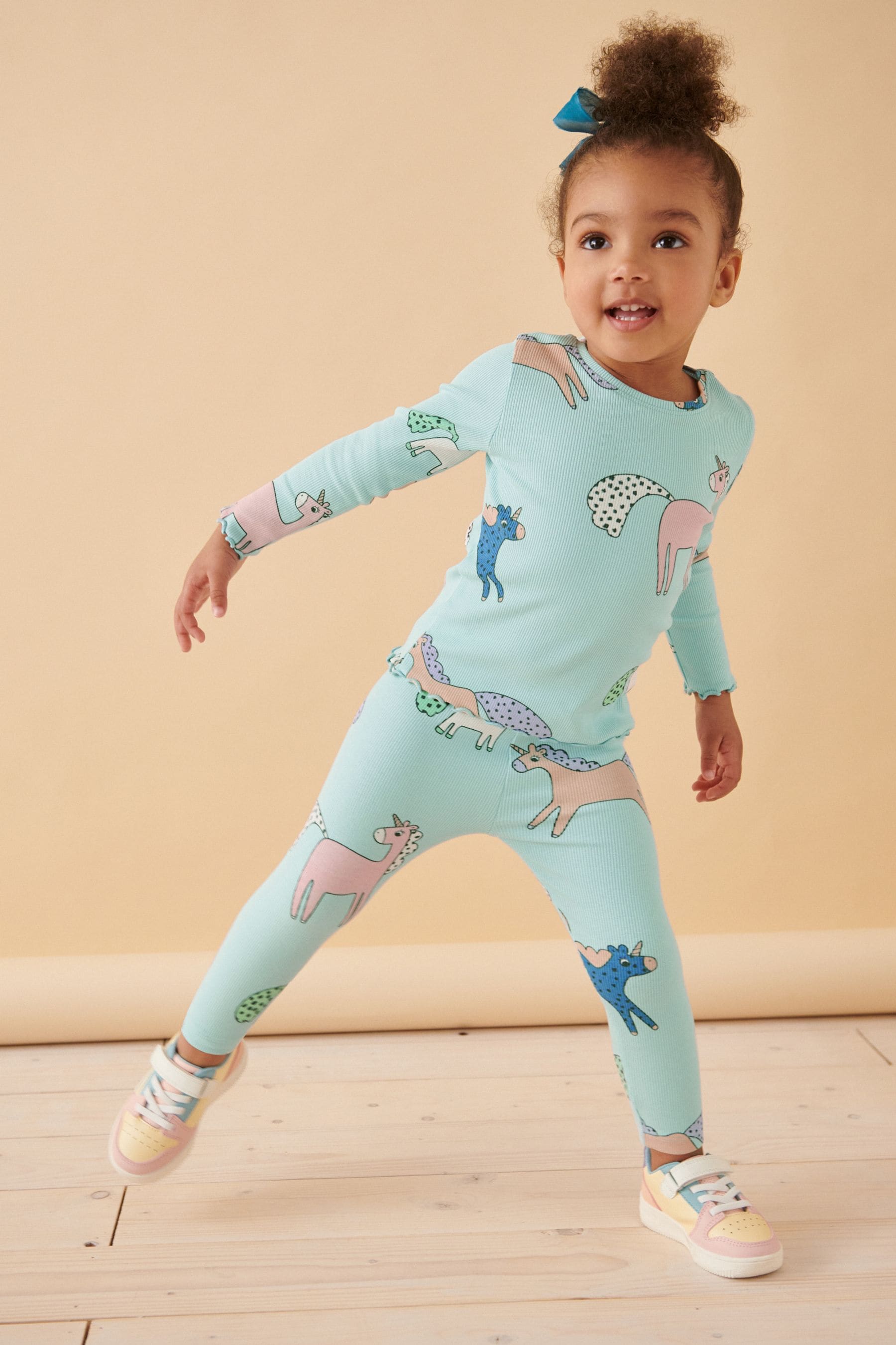 Blue Unicorn Cotton Rich Long Sleeve Rib T-Shirt (3mths-7yrs)