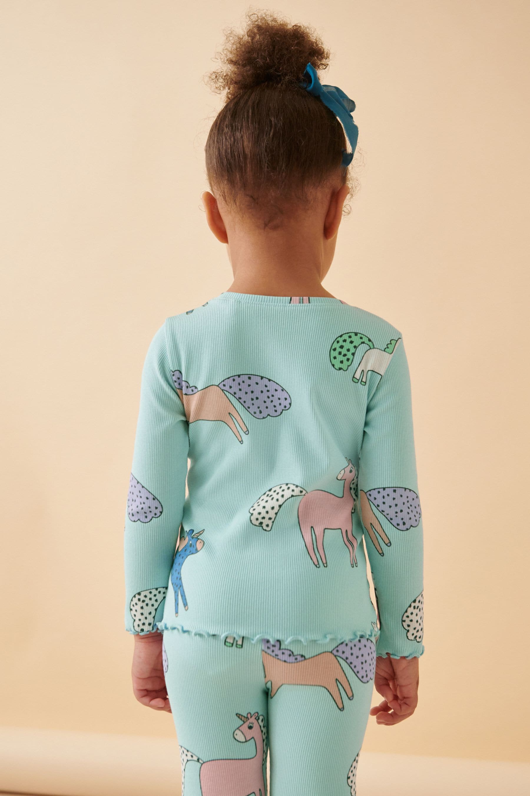 Blue Unicorn Cotton Rich Long Sleeve Rib T-Shirt (3mths-7yrs)