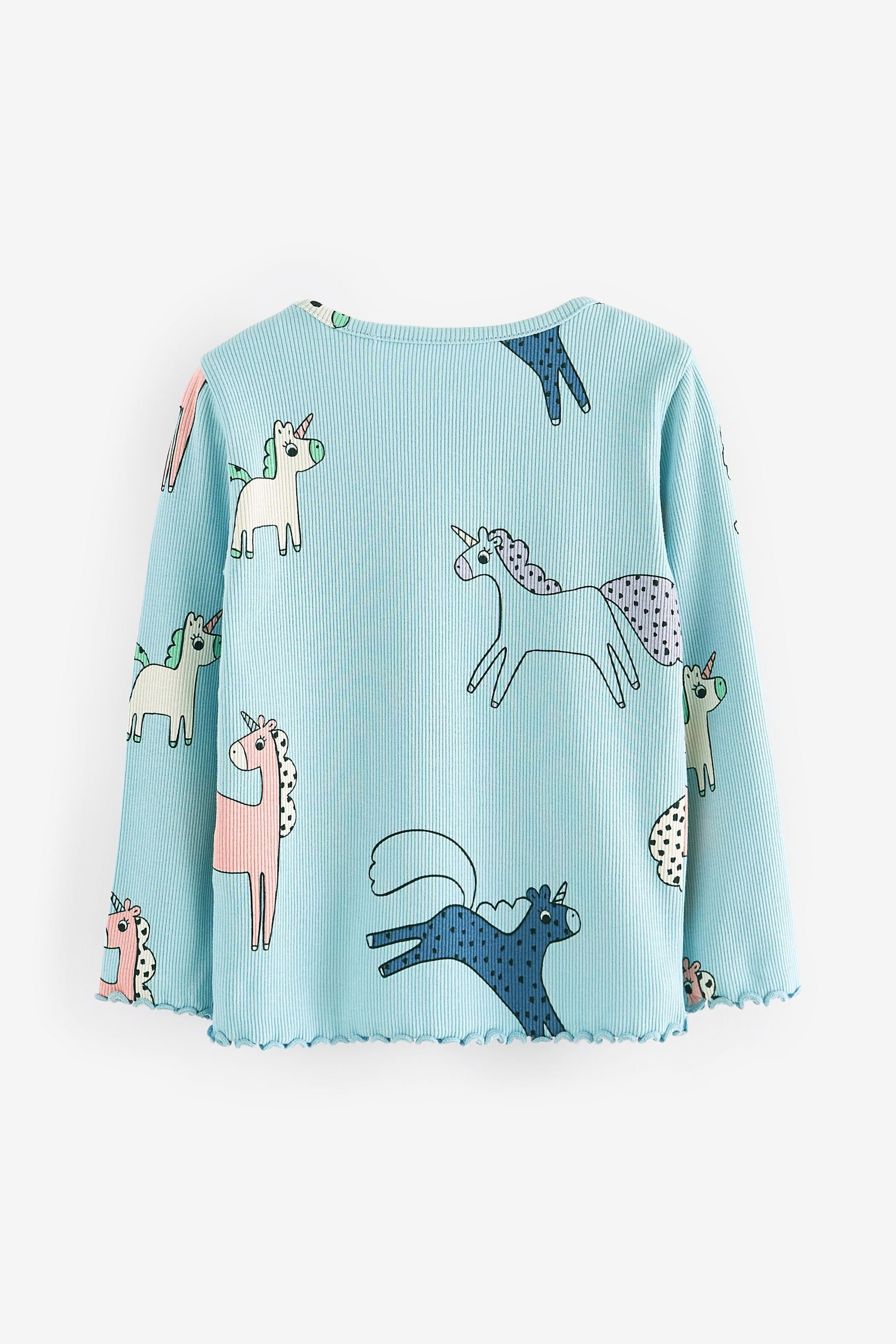 Blue Unicorn Cotton Rich Long Sleeve Rib T-Shirt (3mths-7yrs)