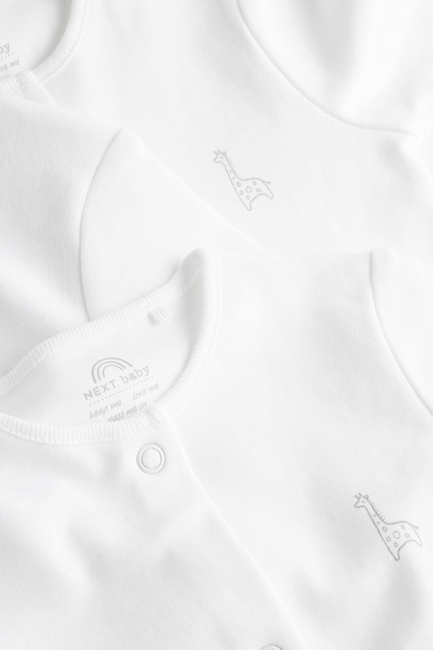 White 3 Pack Baby Sleepsuits (0-18mths)