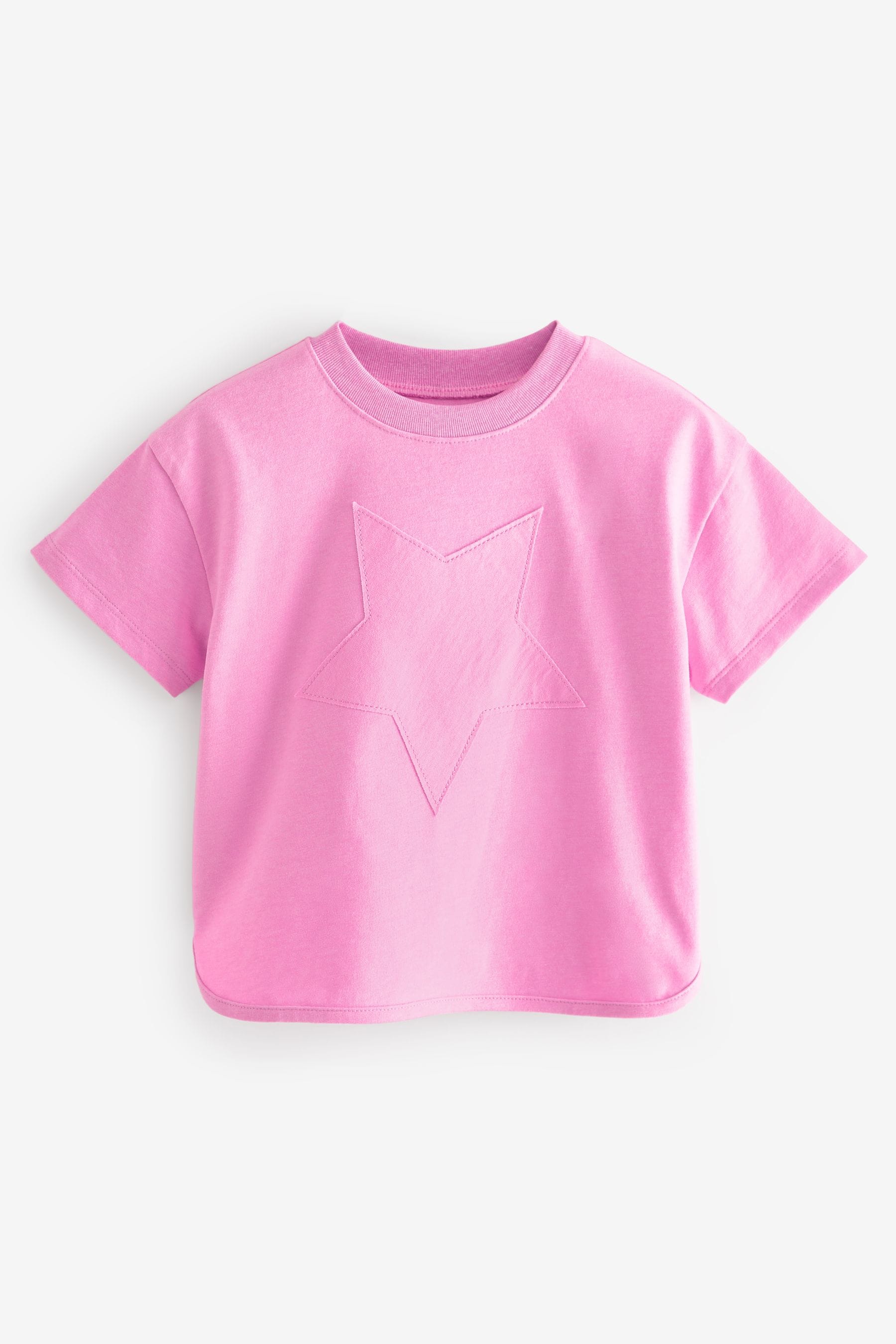 Pink 100% Cotton Short Sleeve Appliqué T-Shirt (3mths-7yrs)