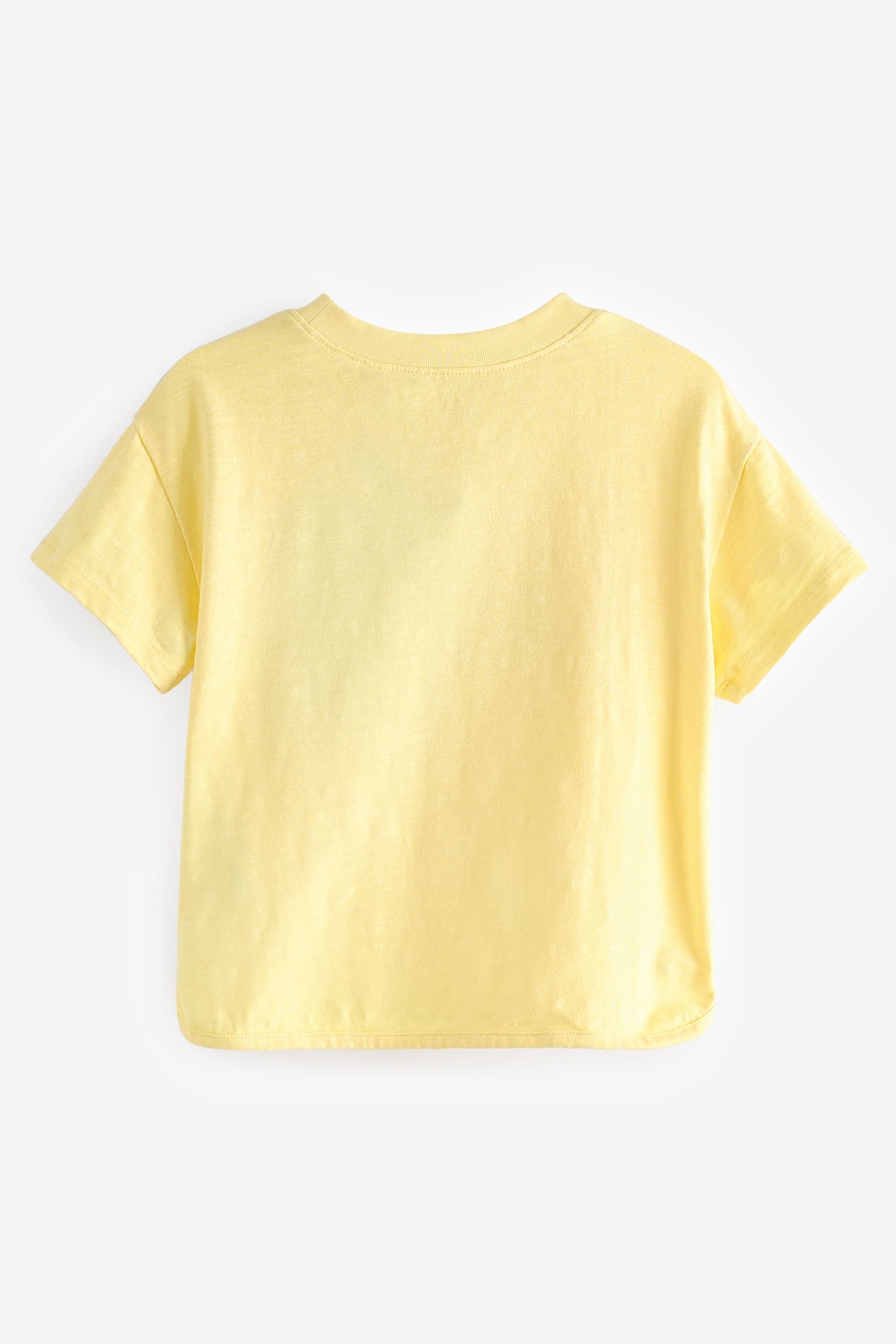 Yellow 100% Cotton Short Sleeve Appliqué T-Shirt (3mths-7yrs)