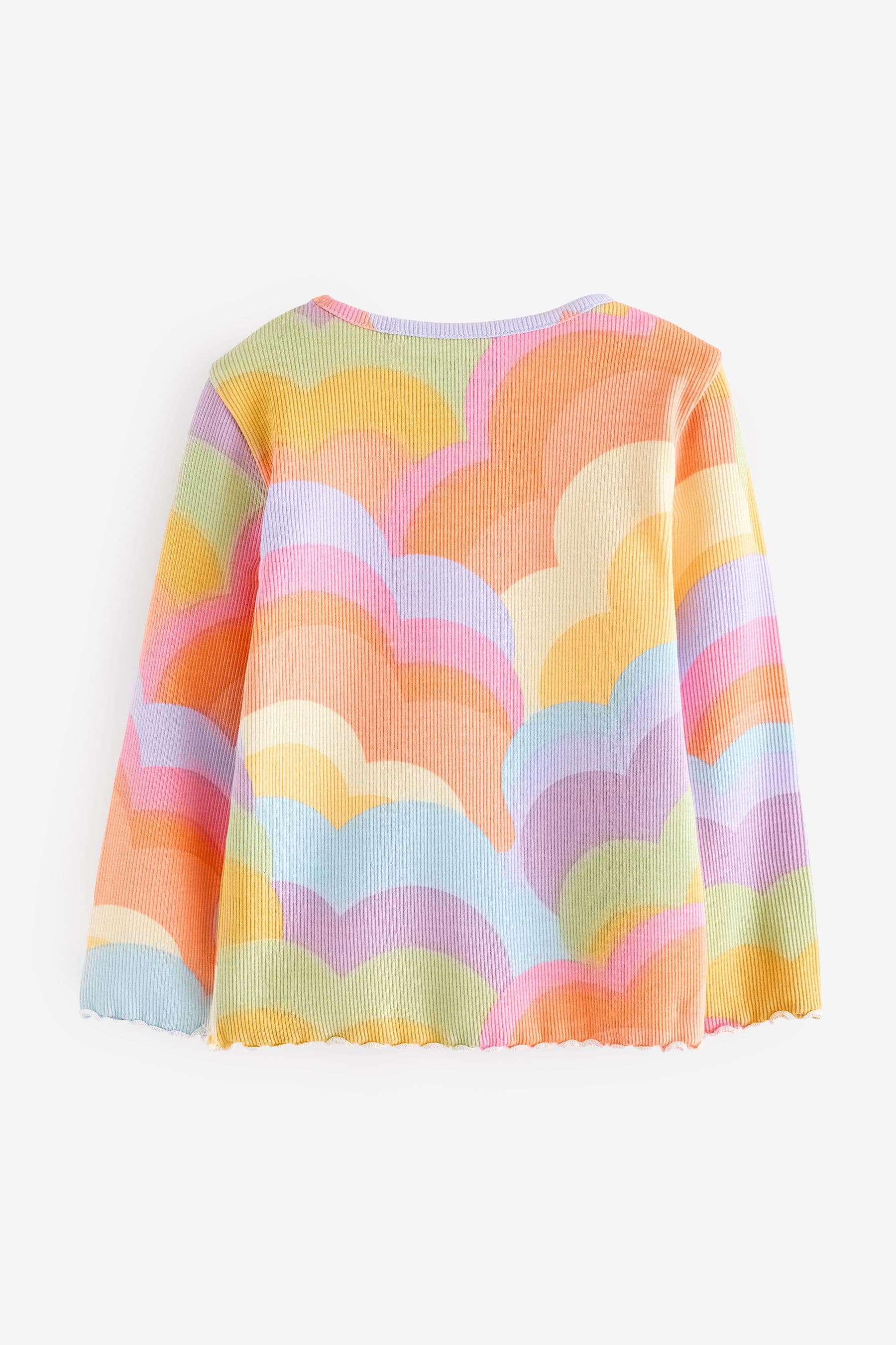 Pink Pastel Rainbow Cotton Rich Long Sleeve Rib T-Shirt (3mths-7yrs)