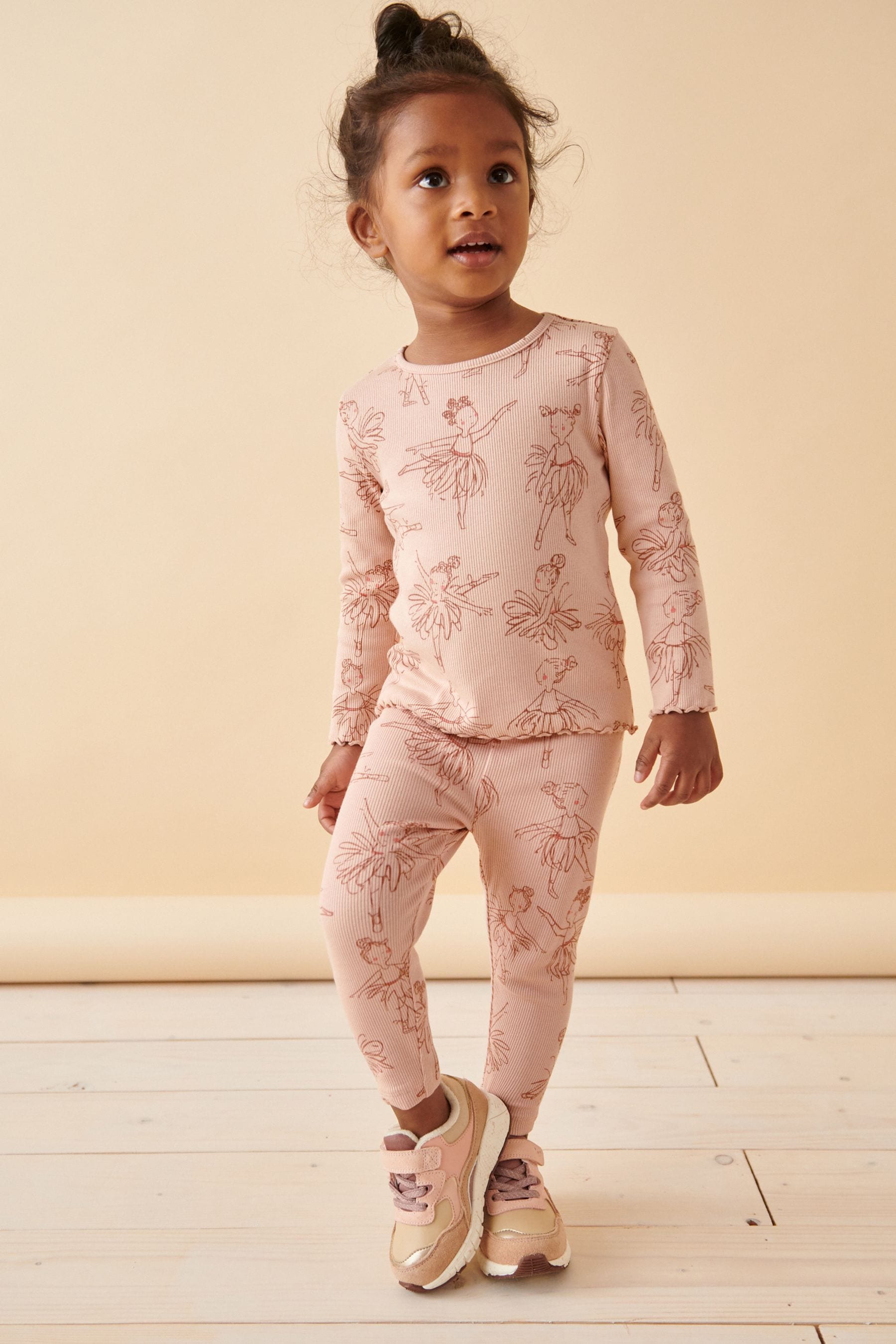 Pink Ballet Cotton Rich Long Sleeve Rib T-Shirt (3mths-7yrs)