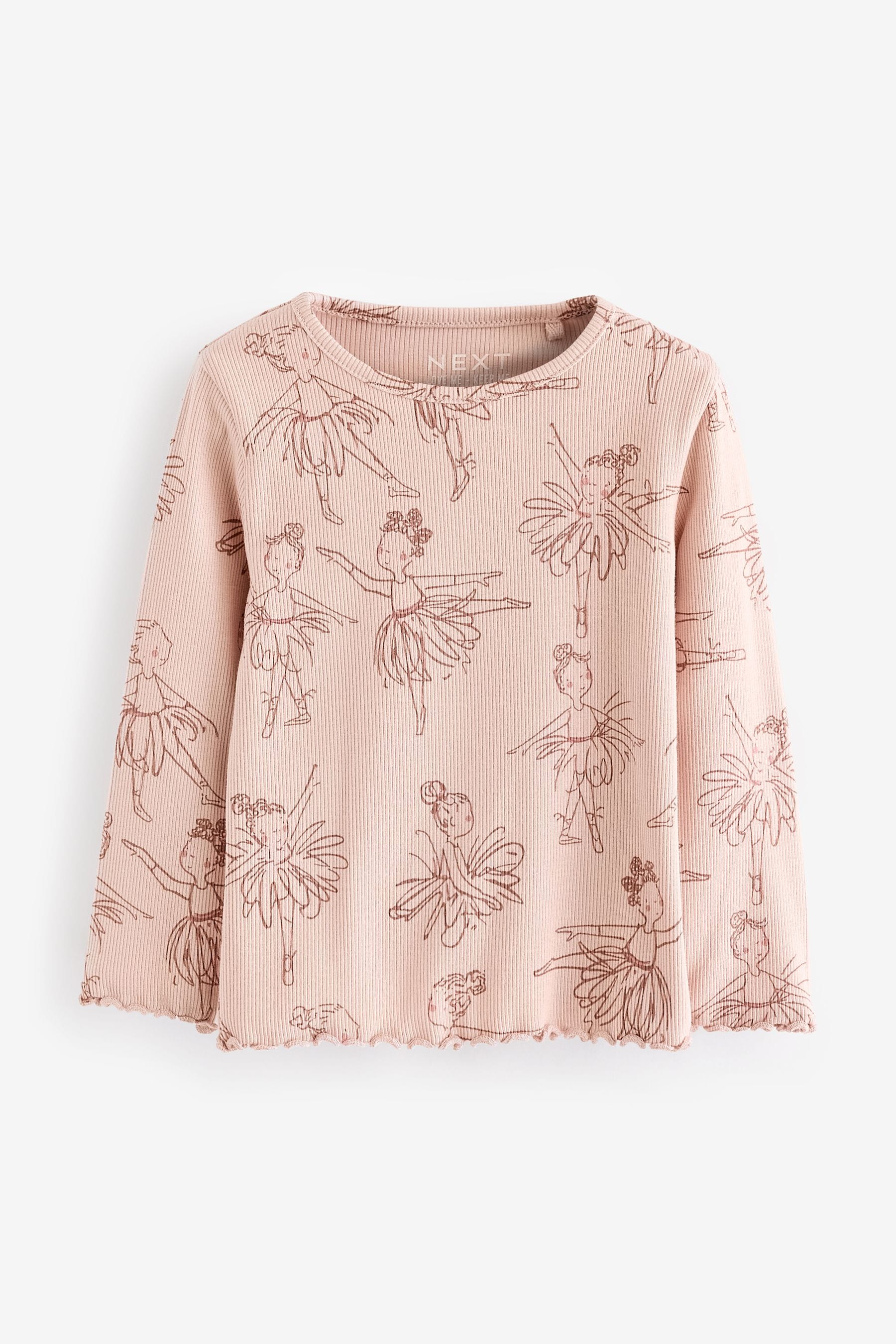 Pink Ballet Cotton Rich Long Sleeve Rib T-Shirt (3mths-7yrs)