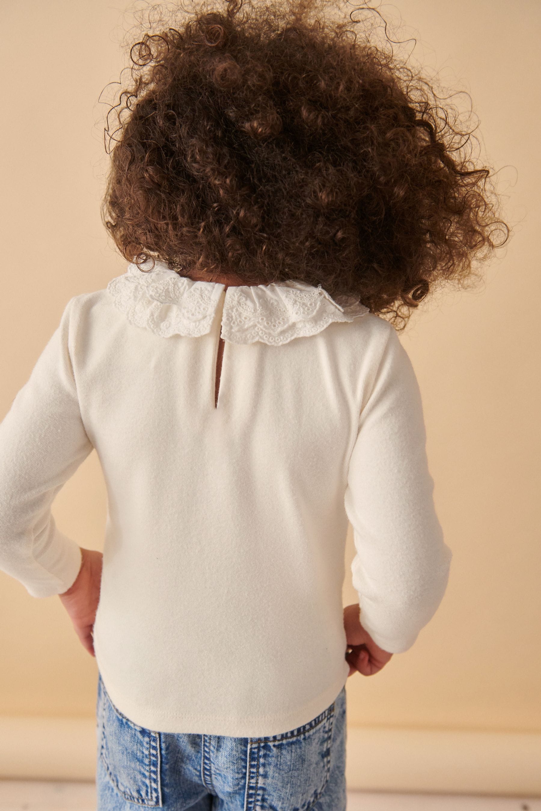 Ecru White Long Sleeve Collar Top (3mths-7yrs)