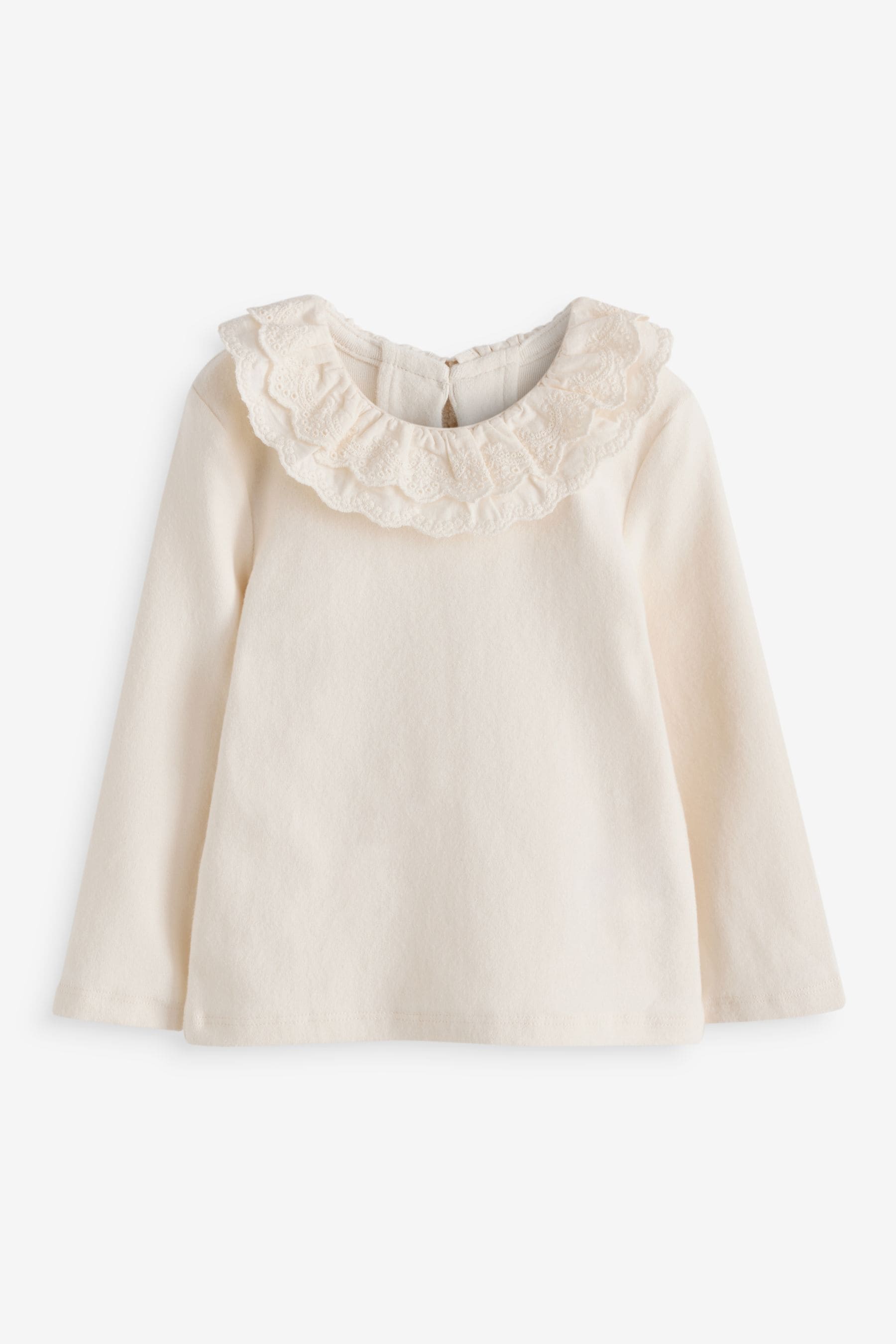 Ecru White Long Sleeve Collar Top (3mths-7yrs)