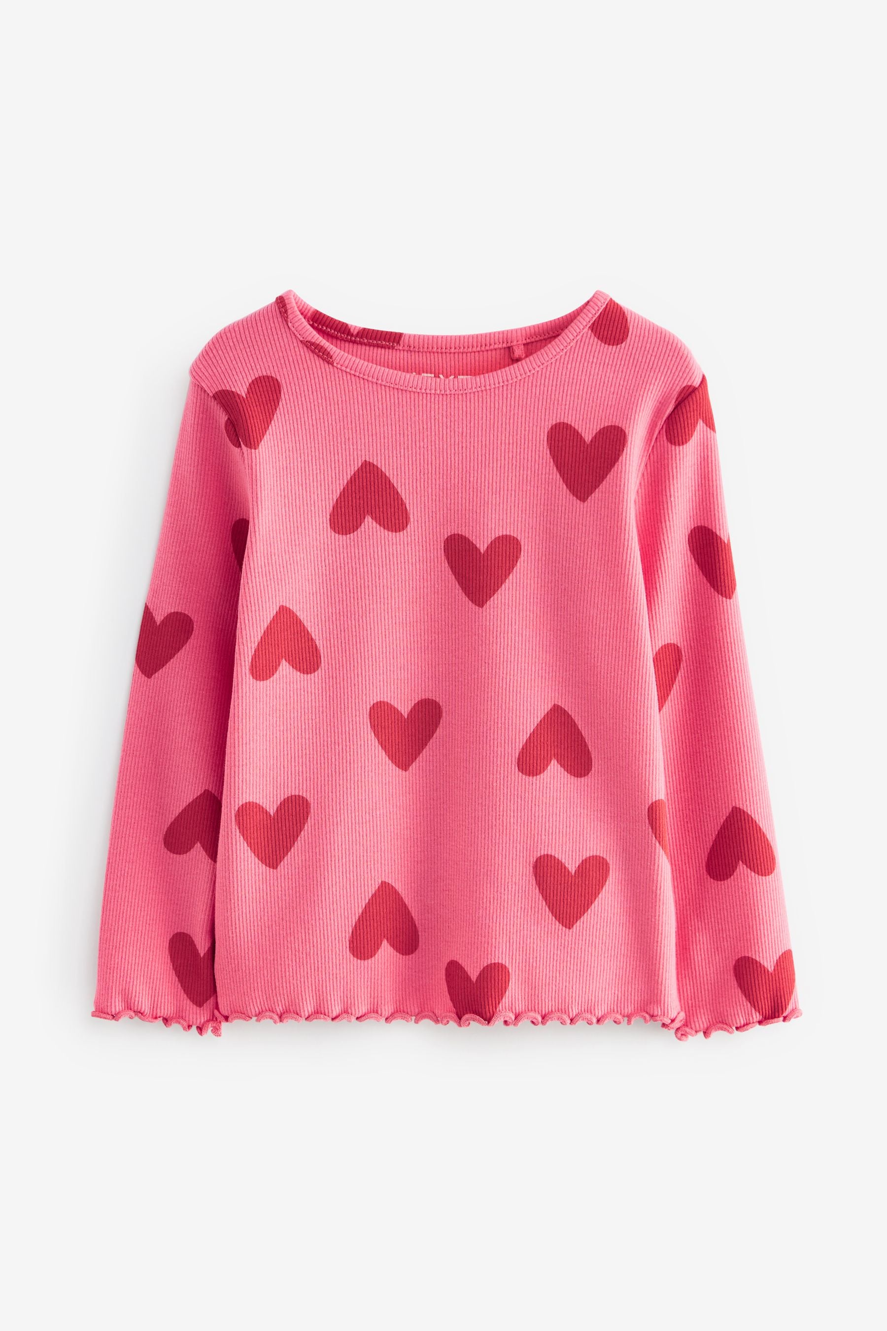 Red Hearts Cotton Rich Long Sleeve Rib T-Shirt (3mths-7yrs)