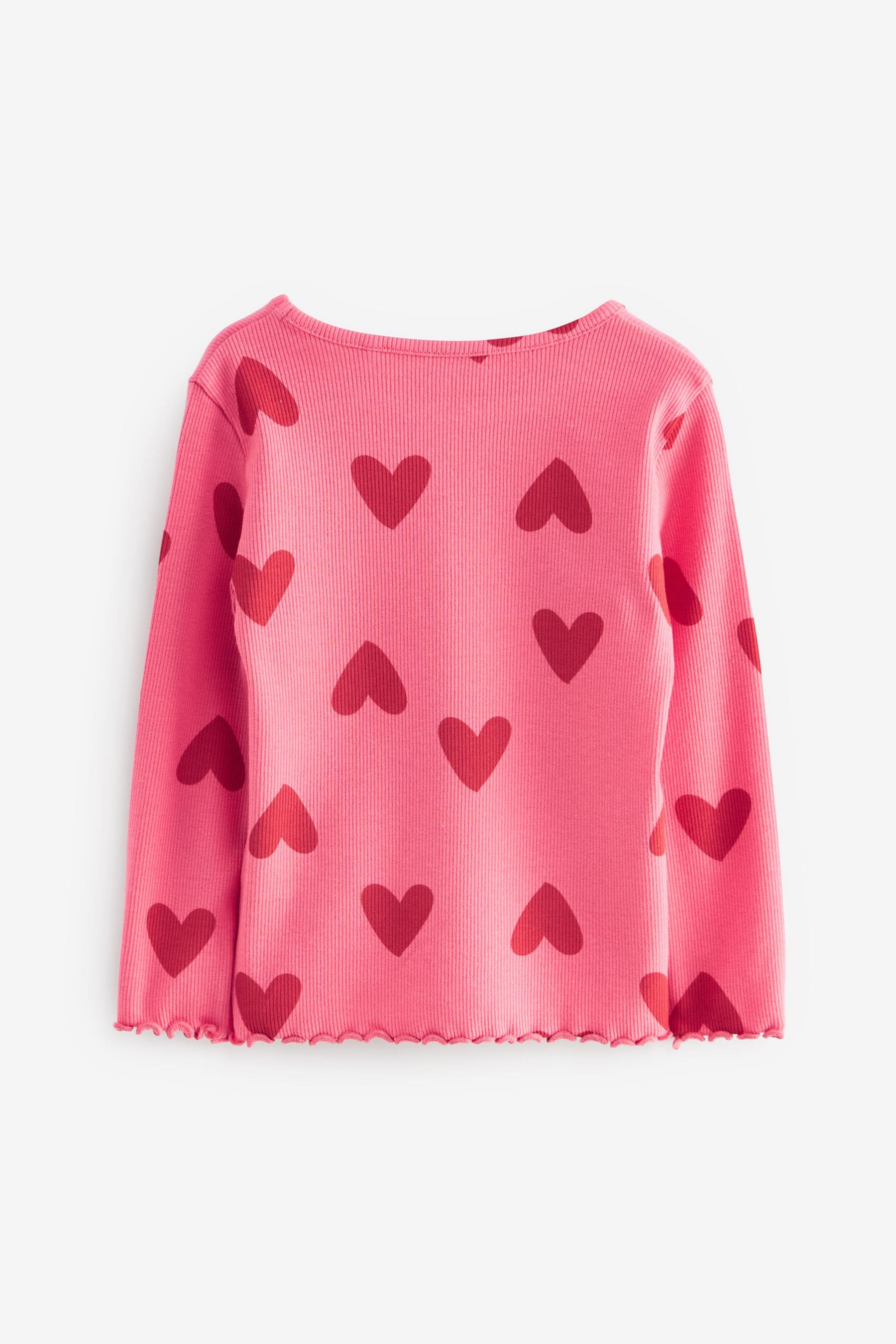 Red Hearts Cotton Rich Long Sleeve Rib T-Shirt (3mths-7yrs)