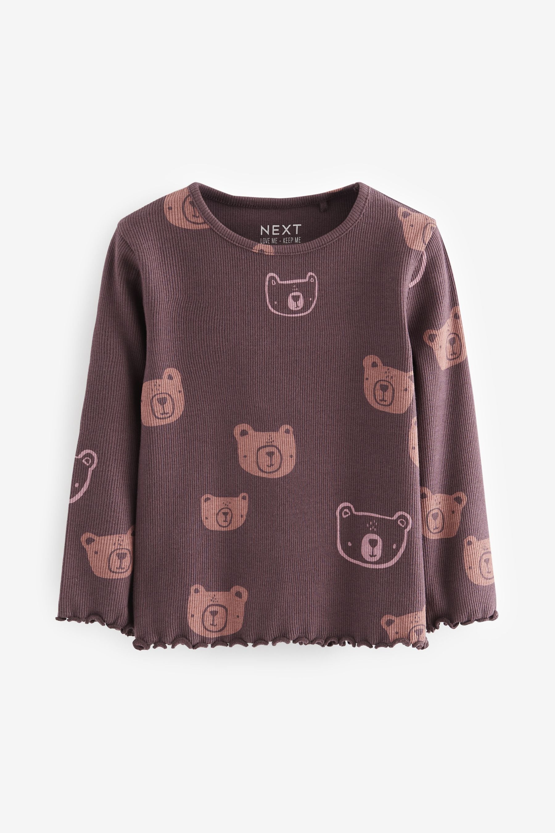 Chocolate Brown Bears Cotton Rich Long Sleeve Rib T-Shirt (3mths-7yrs)