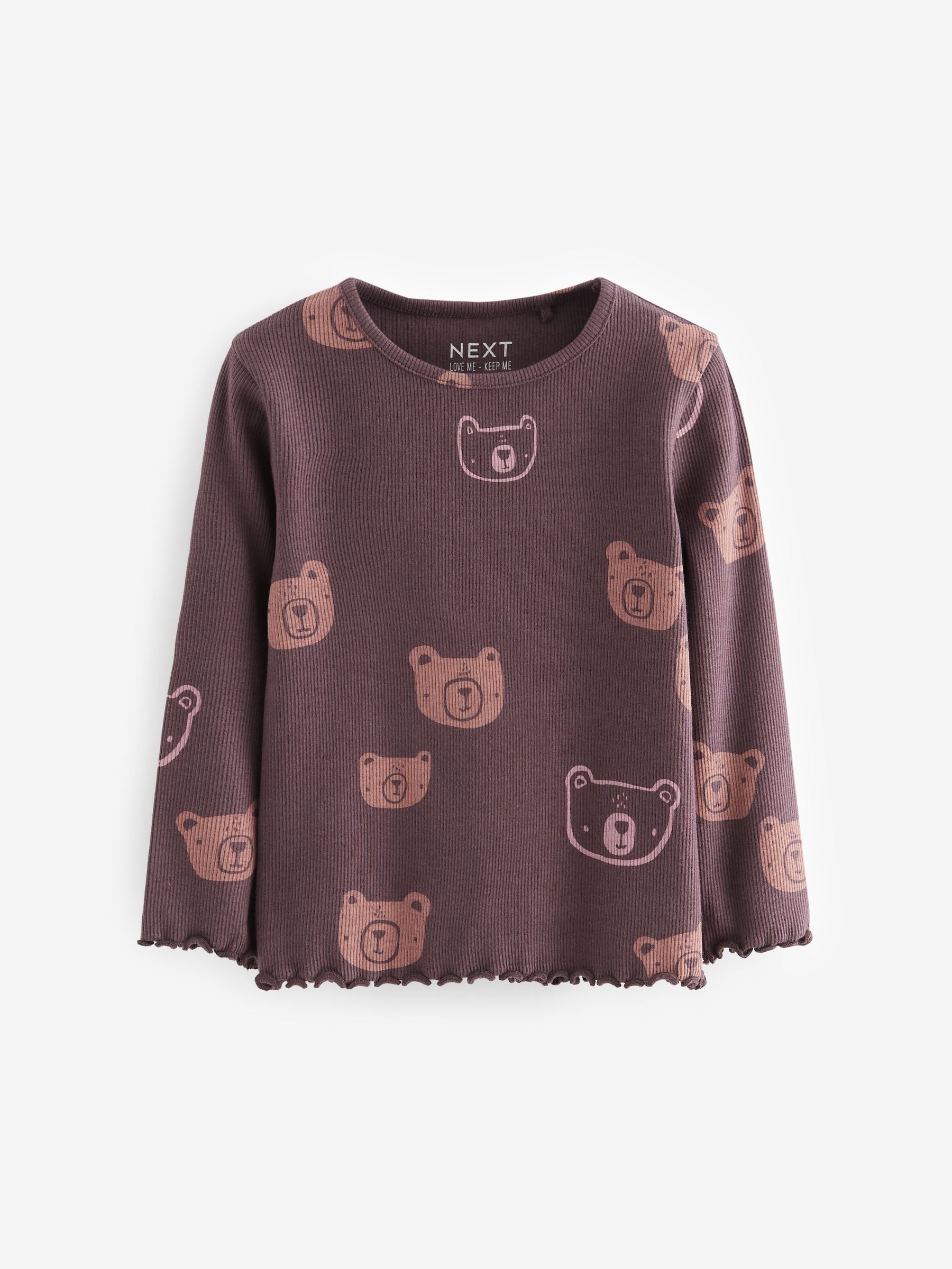 Chocolate Brown Bears Cotton Rich Long Sleeve Rib T-Shirt (3mths-7yrs)