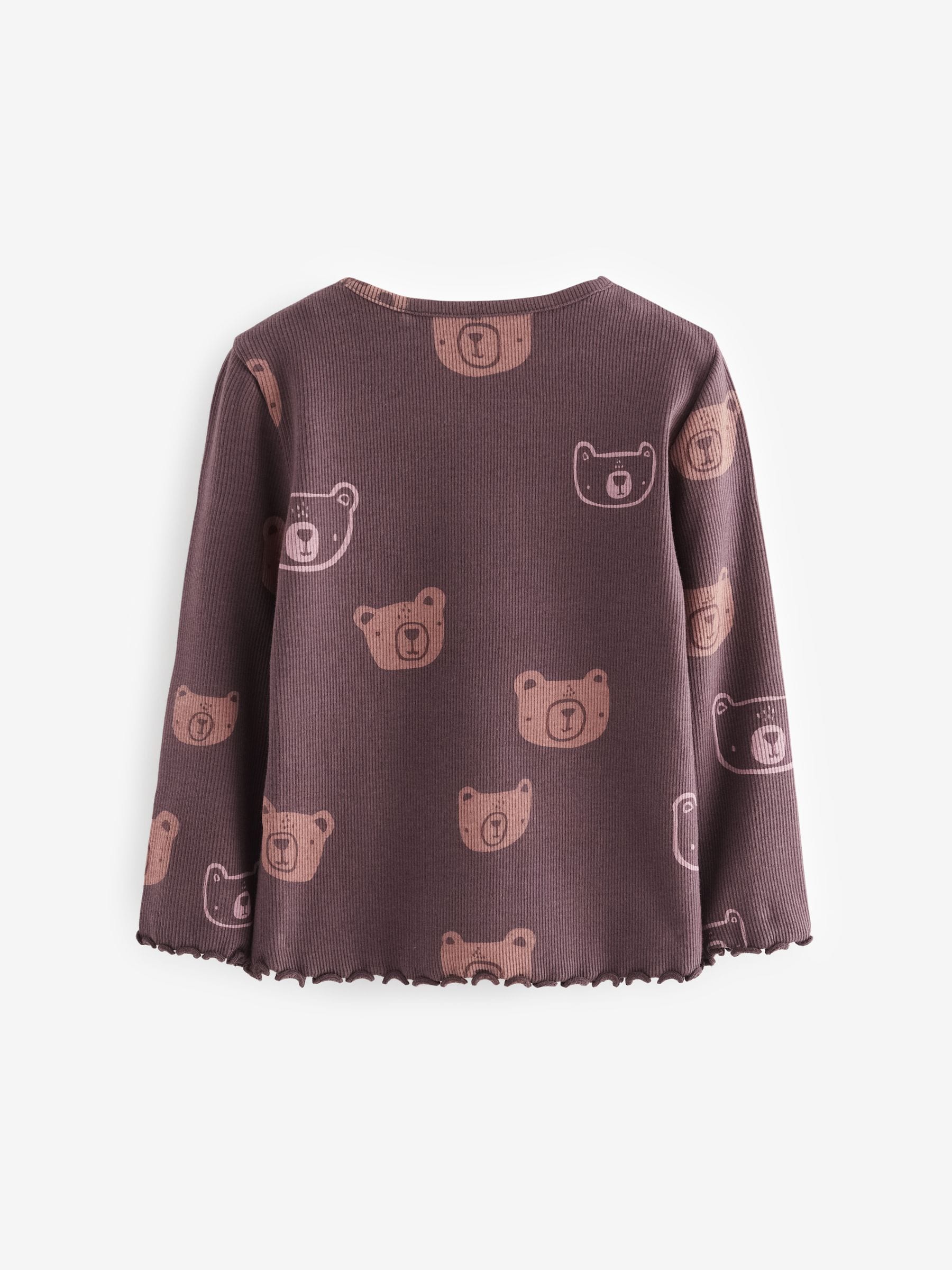 Chocolate Brown Bears Cotton Rich Long Sleeve Rib T-Shirt (3mths-7yrs)